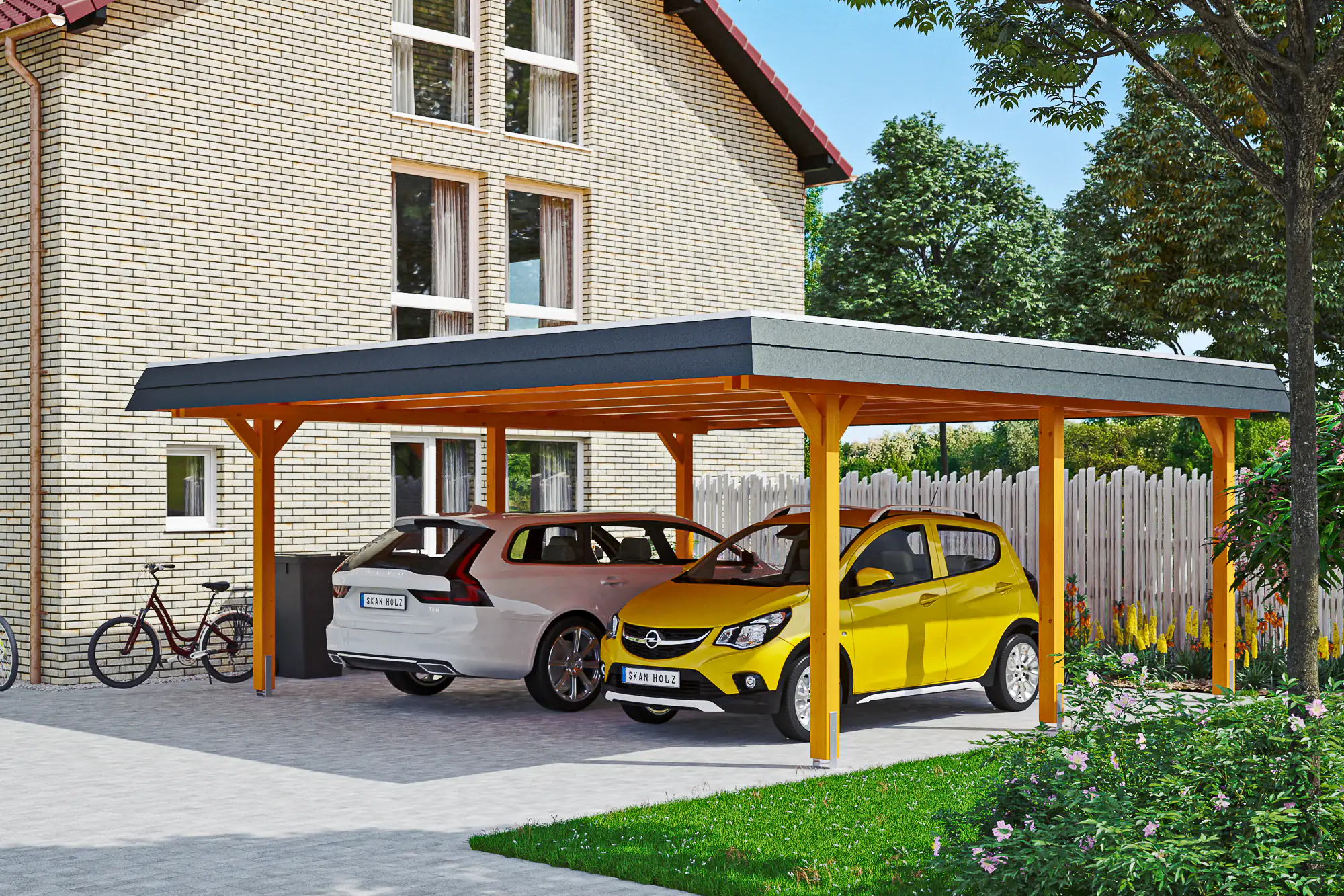 SKAN HOLZ Carport Wendland 630 x 637 cm mit Aluminiumdach