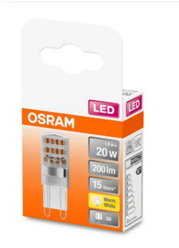4058075432307 Osram LED Stiftsockellampe Pin G9 1,9W warmweiß, klar