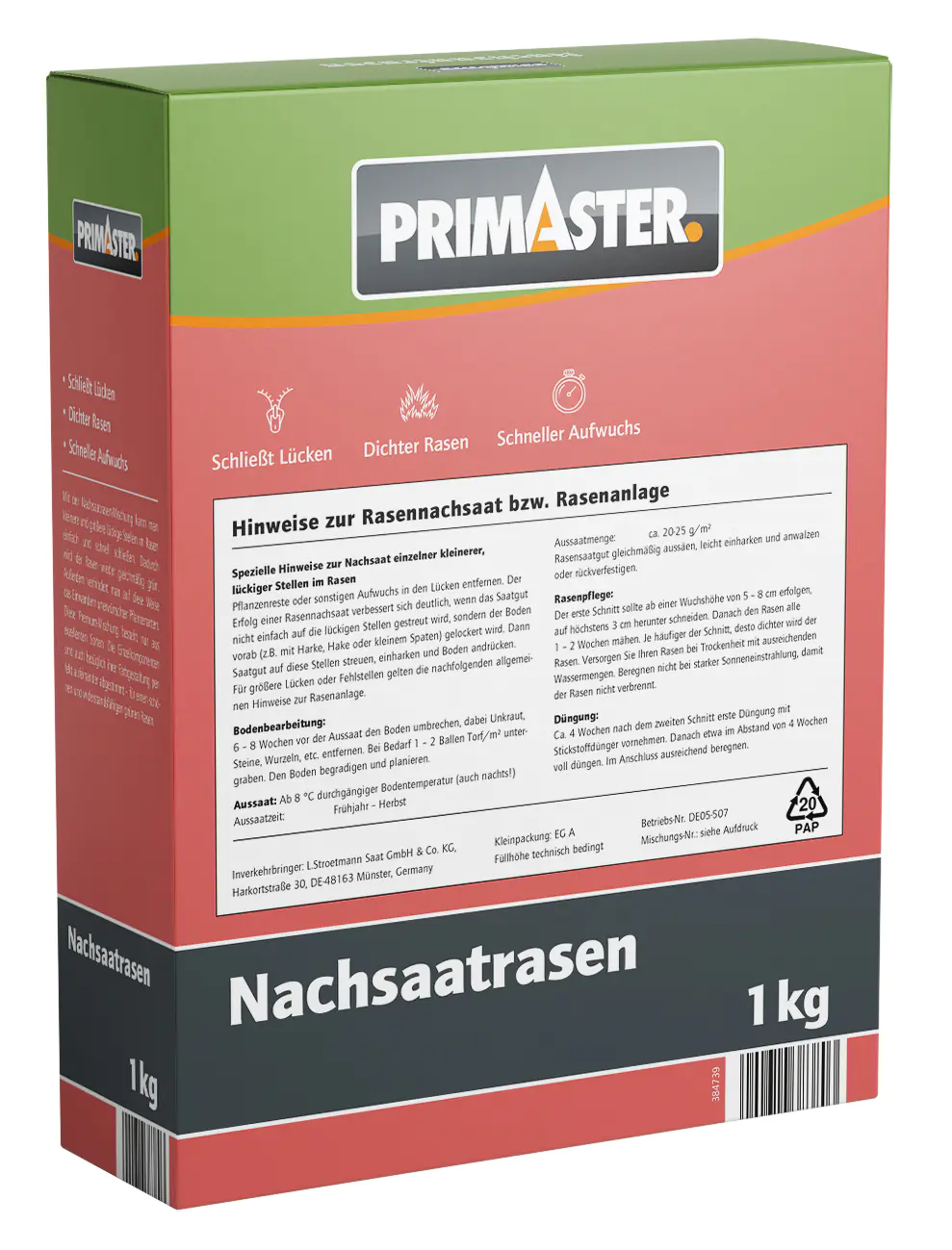 Primaster Nachsaatrasen 1 kg für ca. 50 m²