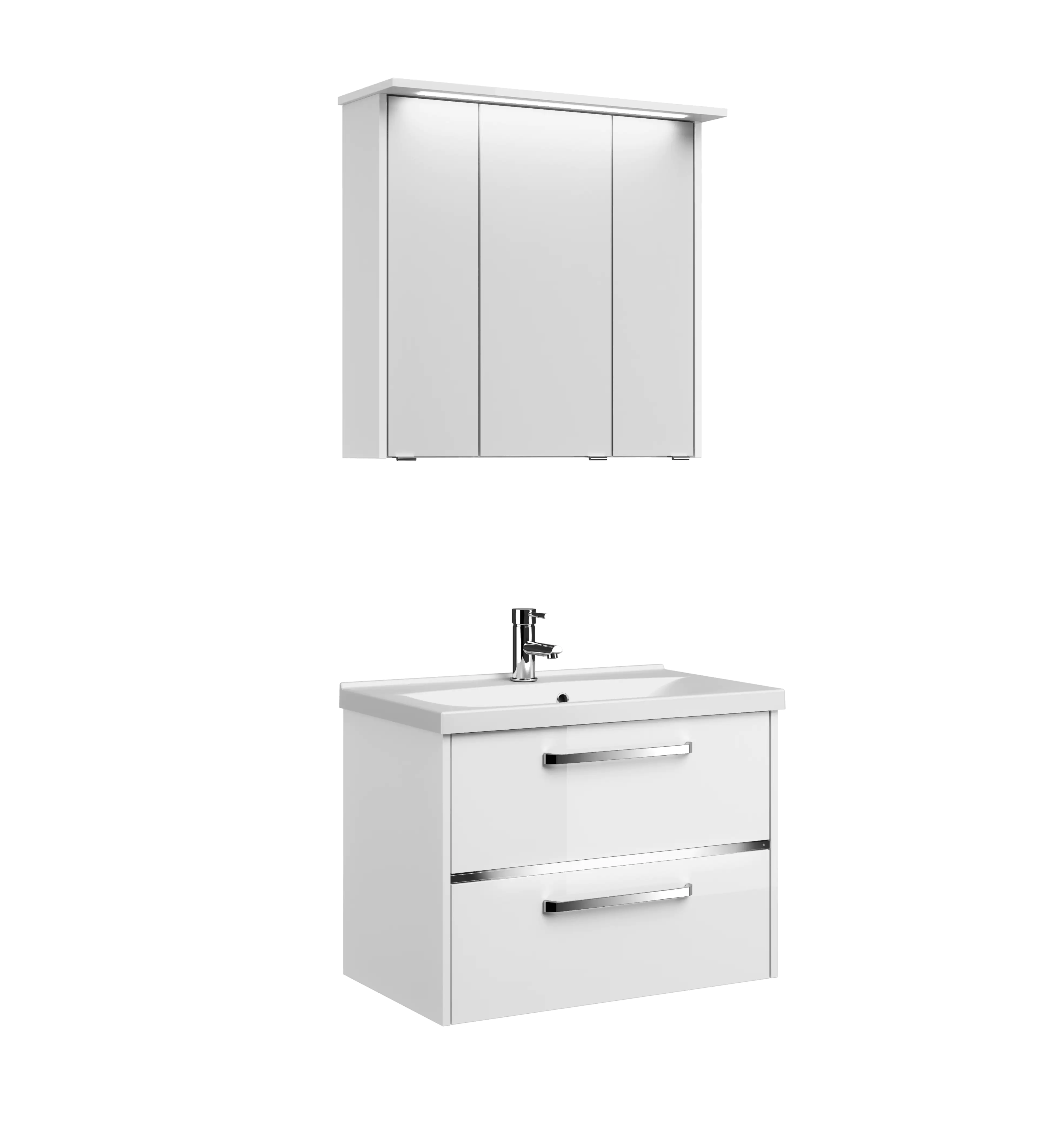 4017026170361_2 Primaster Badmöbel-Set Berlin weiß 77 cm Twin LED, Mineralgusswaschtisch