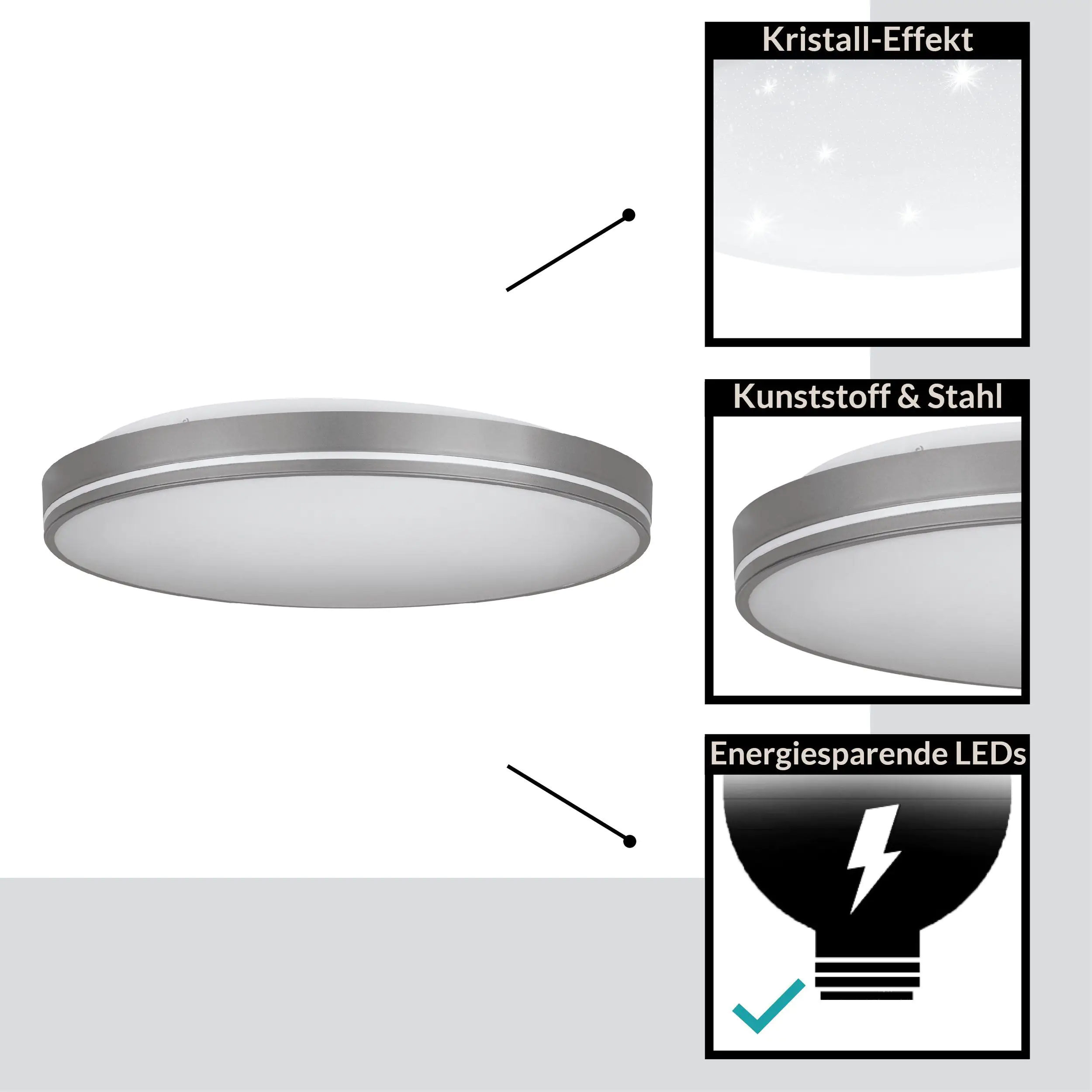 Eglo LED Deckenleuchte Orotava grau Ø 39,5 cm Eglo LED Deckenleuchte Orotava grau Ø 39,5 cm