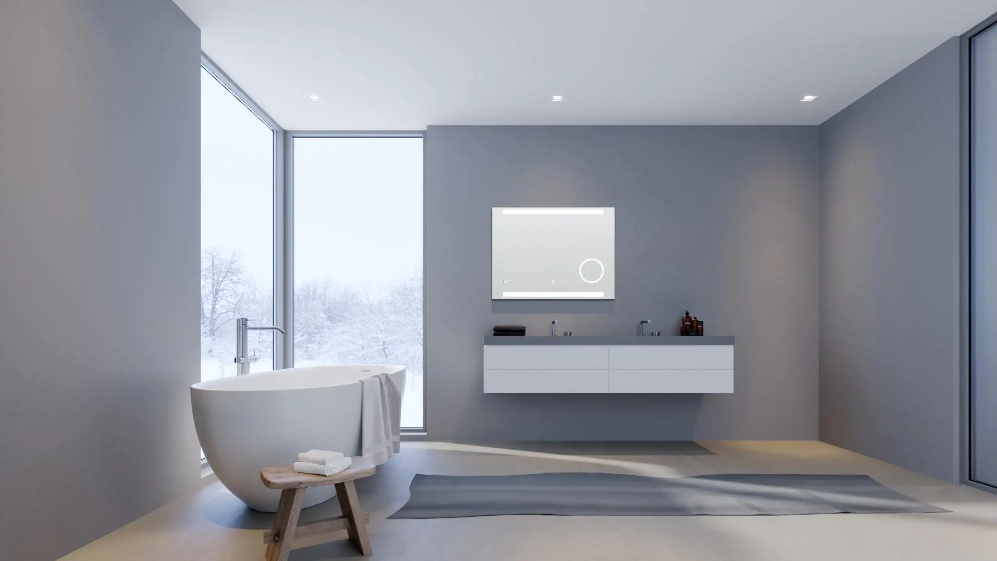 DSK LED Lichtspiegel Silver Rey 80x60 cm