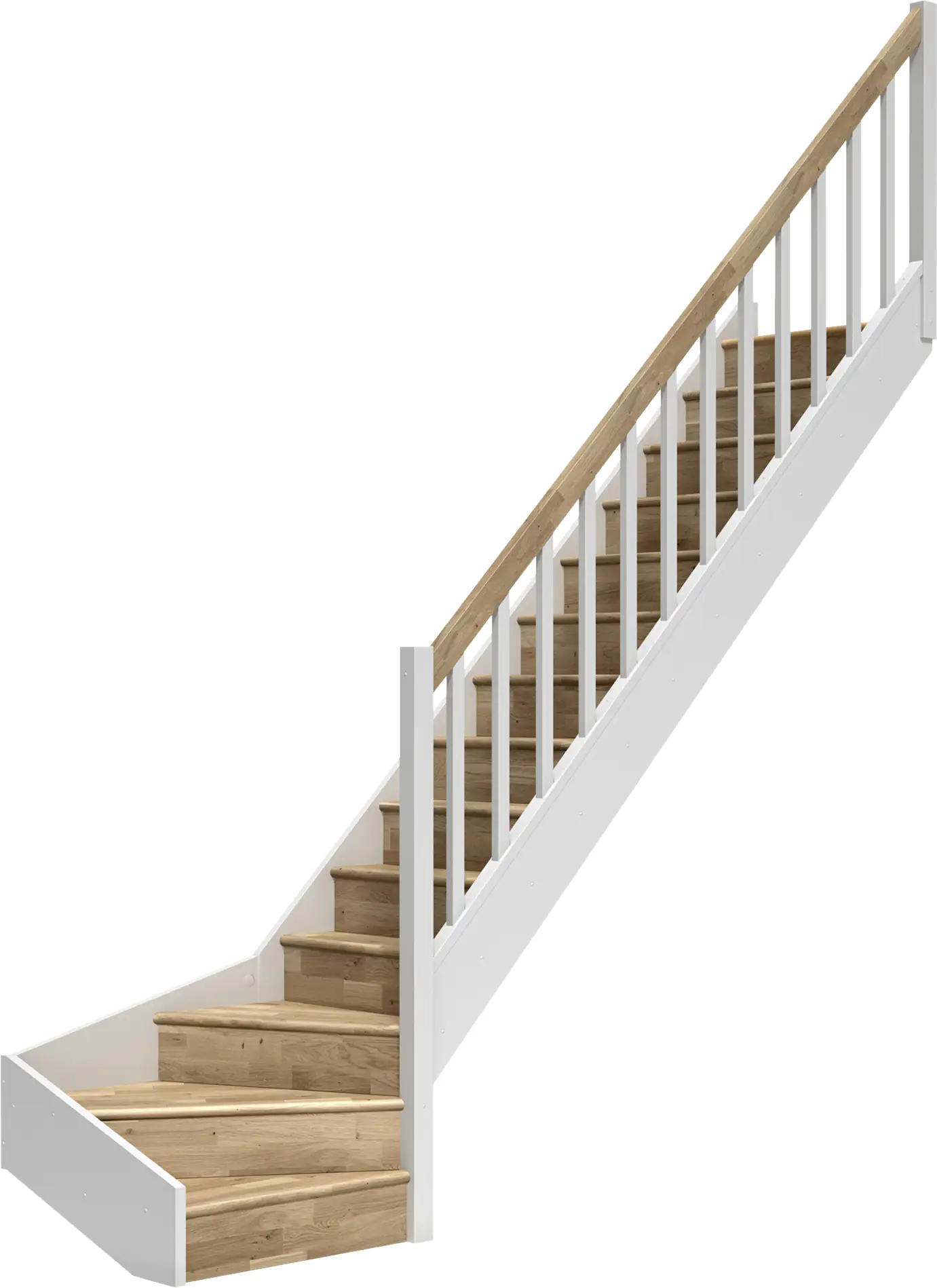 Dolle Raumspartreppen Paris 1/4-gew. Eiche weiß inkl. Geländer