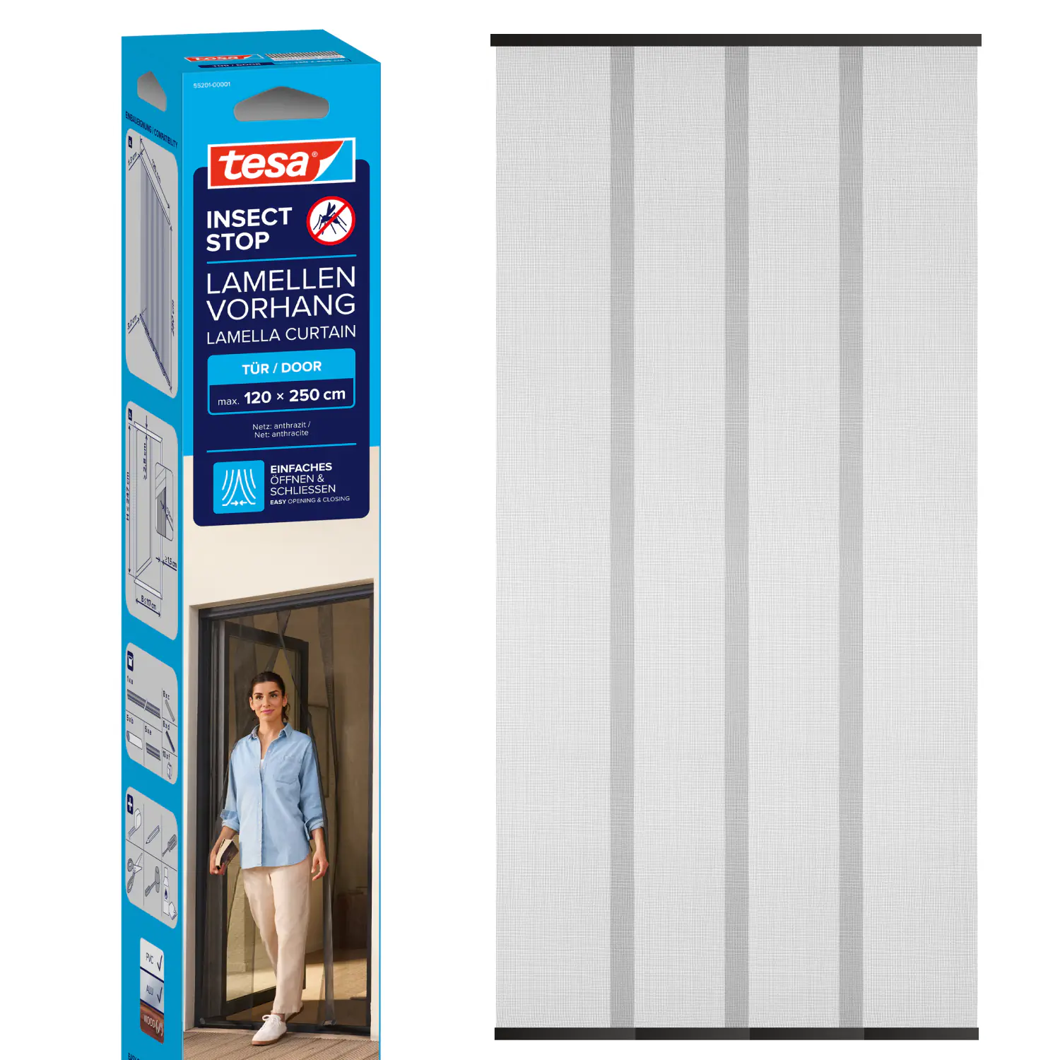 tesa Fliegenschutz-Lamellenvorhang STANDARD 120 x 250 cm - anthrazit