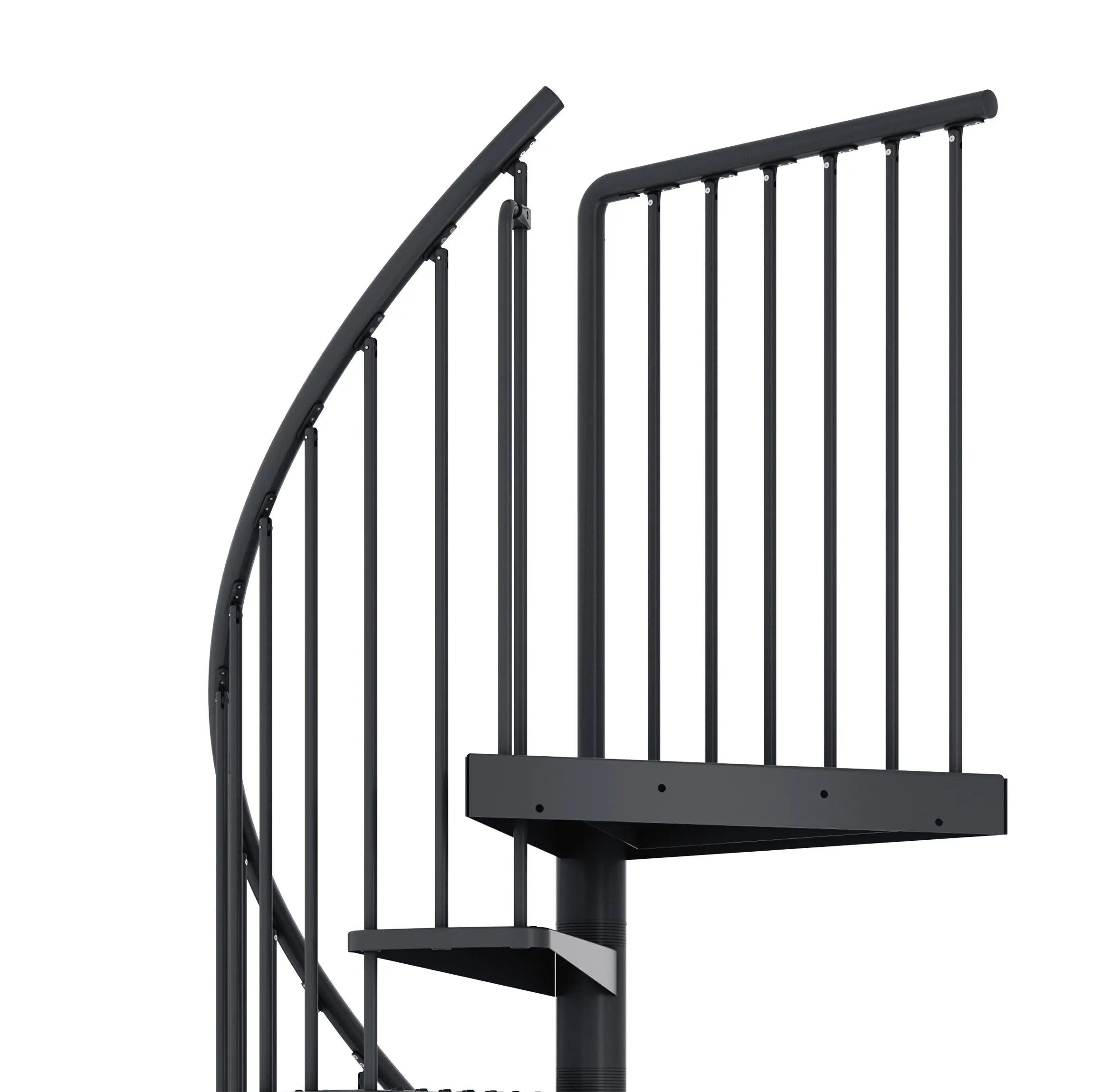 Dolle Außenspindeltreppe Gardenspin komplett 12 Stufen Ø 125 cm mit Metallstufen anthrazit