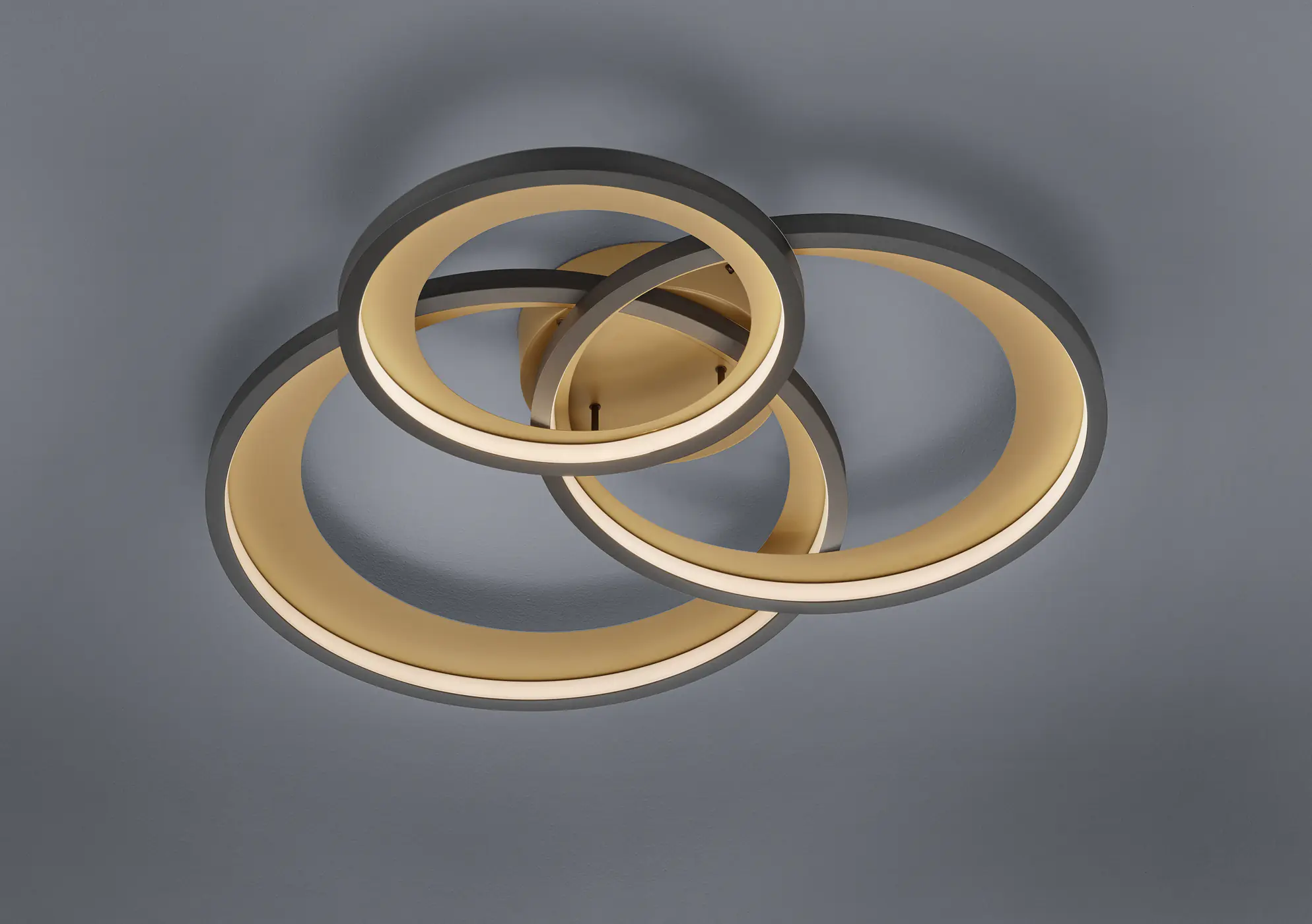 Trio LED Deckenleuchte Granda schwarz/gold warmweiß