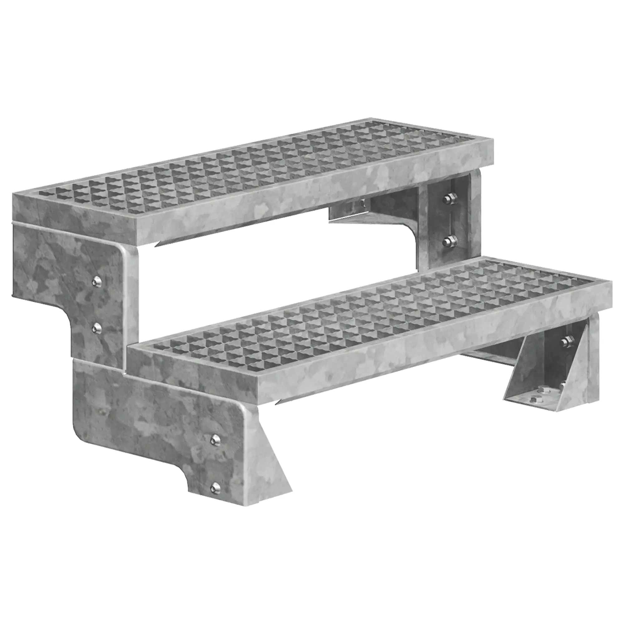 Dolle Außentreppe Gardentop 2 Stufen ohne Geländer Breite 80 cm Gitterrost