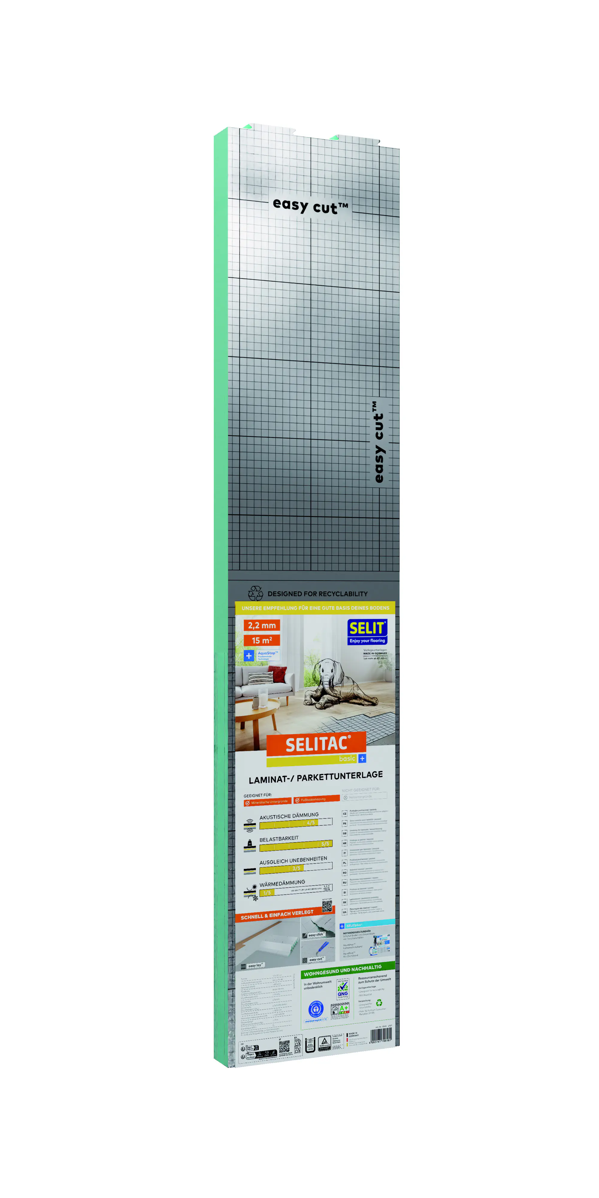 Selitac Parkett- und Laminatunterlage basic+ 2,2 mm 15 m²