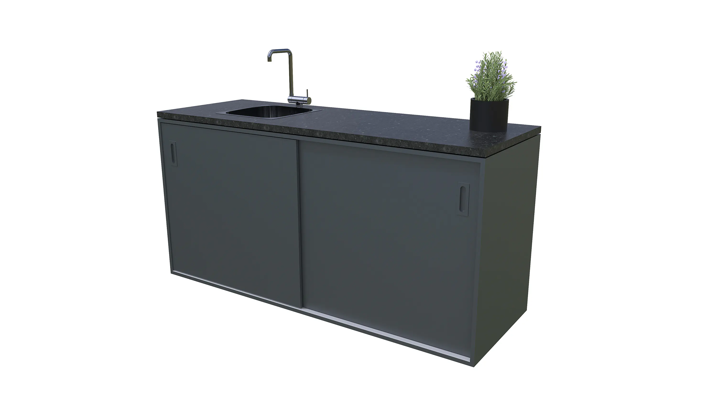 Bellano Living Element für Outdoorküchen inkl. Spüle links und 2 Türen anthrazit granit