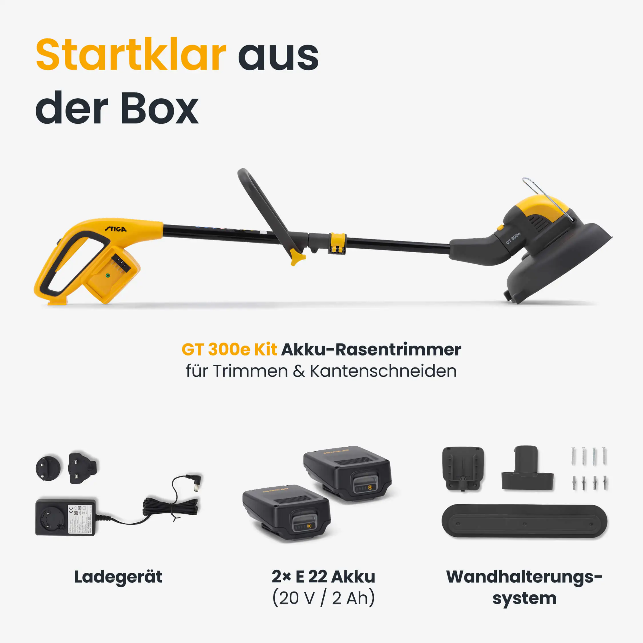 Stiga Akku-Trimmer GT 300e Set inkl. Akkus und Ladegerät