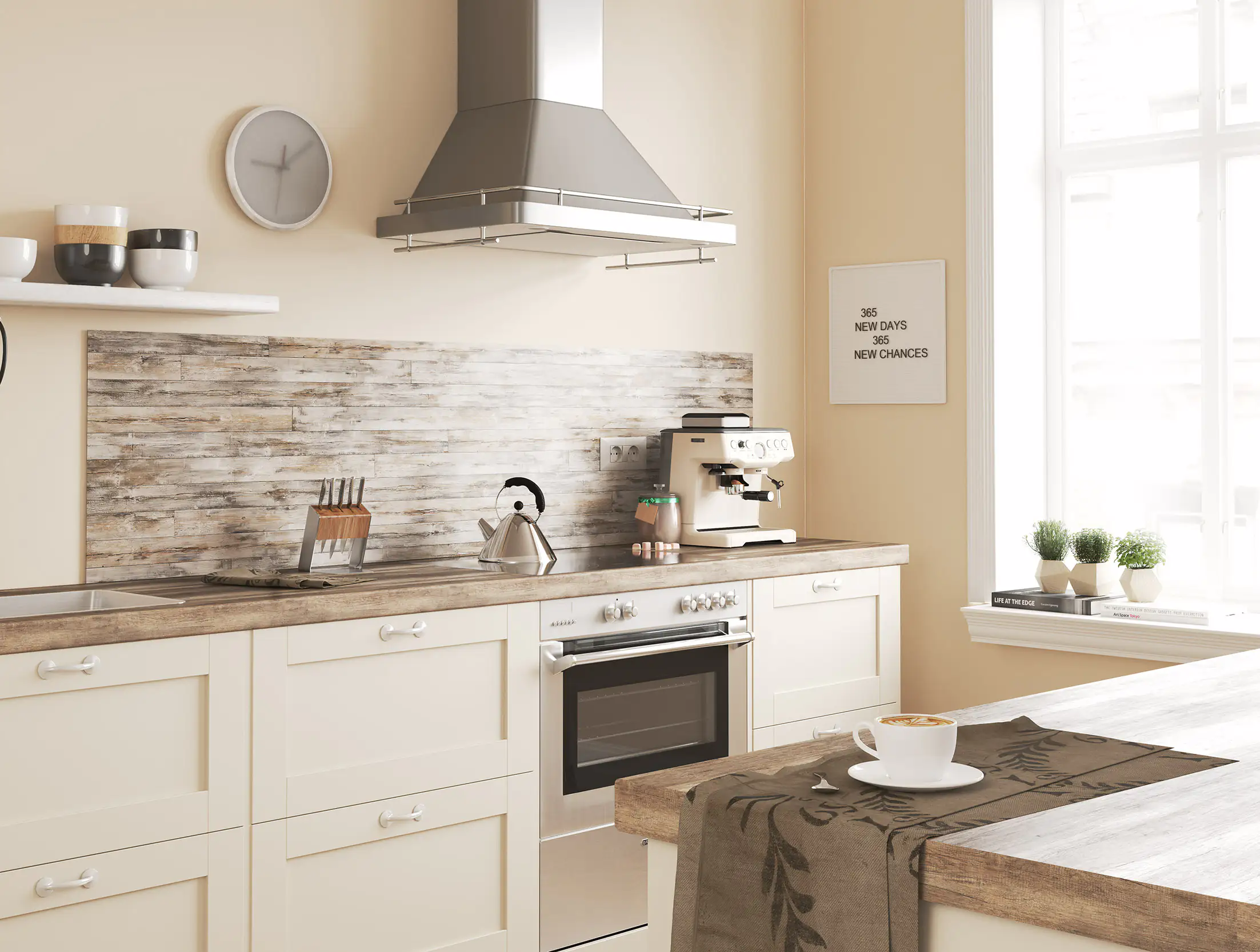 Küchenrückwand WandArt easy 120 x 58,5 cm, 3 mm, cottage planks