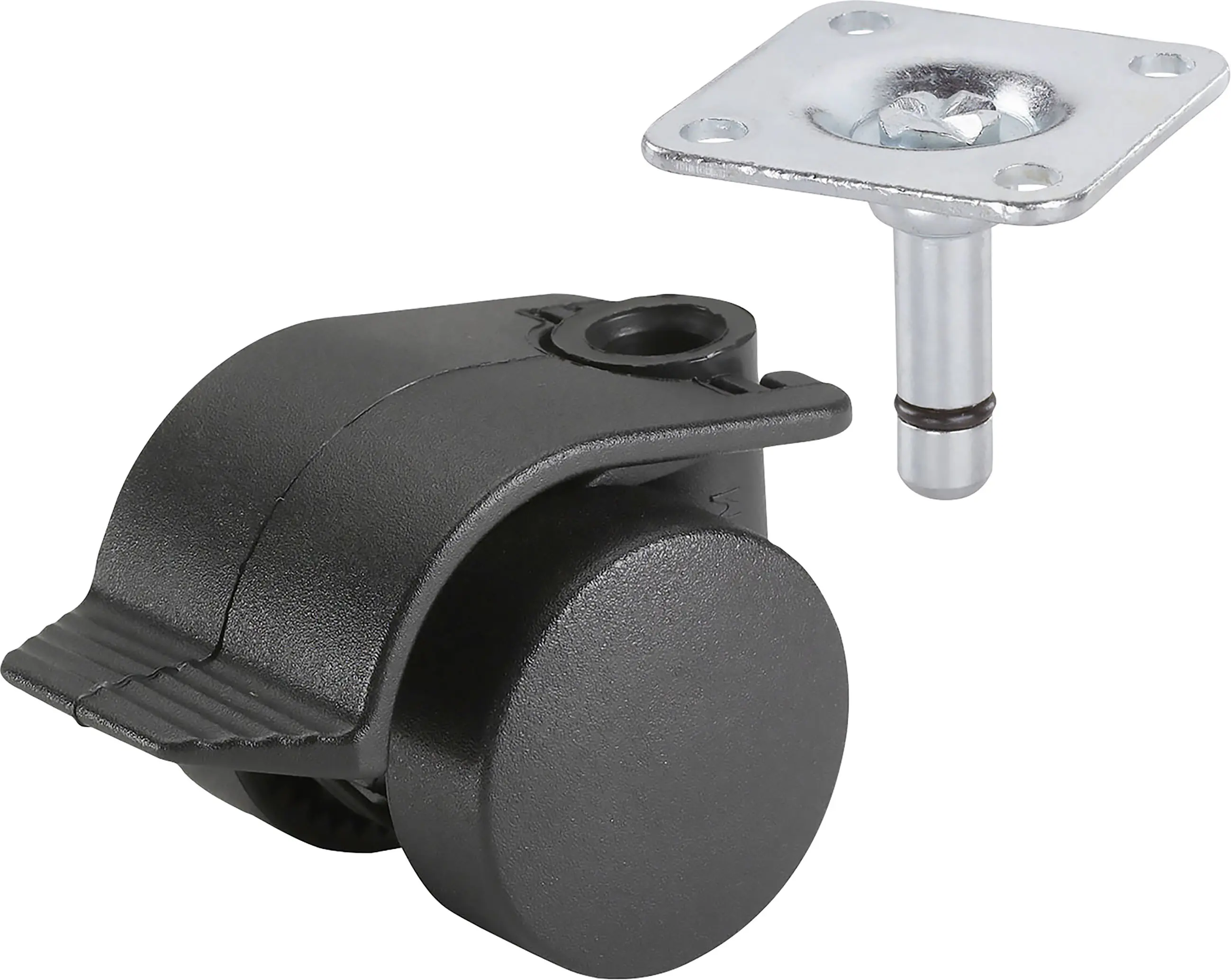 Containerrolle mit Radfeststeller Ø 35 mm für normale Böden Tragkr. 70 kg 