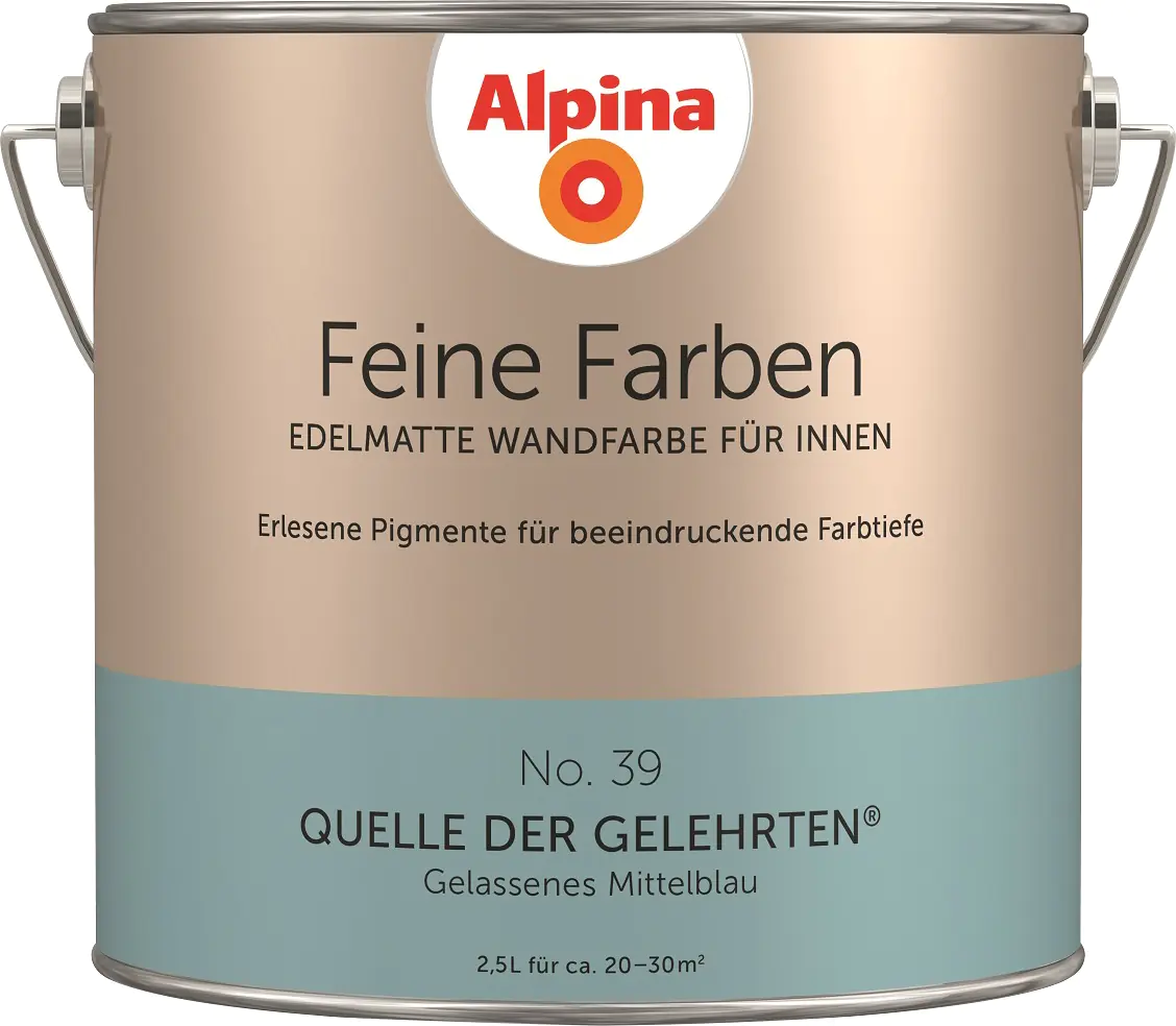 Alpina Feine Farben No. 39 Quelle der Gelehrten 2,5 L gelassenes mittelblau edelmatt Alpina Feine Farben No. 39 Quelle der Gelehrten 2,5 L gelassenes mittelblau edelmatt