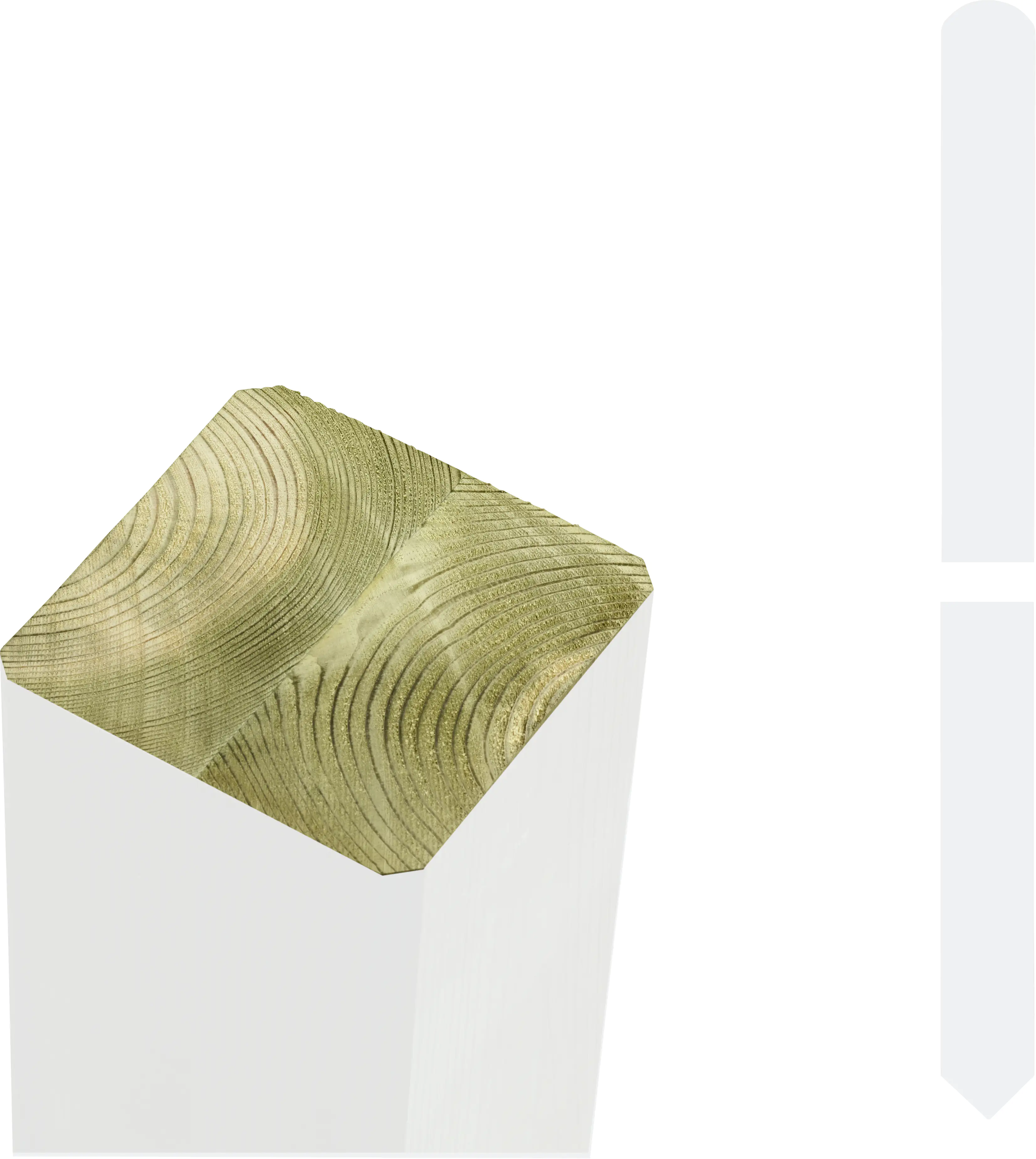 Plus Leimholzpfosten 210 cm 70 x 70 mm weiß Kopf gespitzt Plus Leimholzpfosten 210 cm 70 x 70 mm weiß Kopf gespitzt