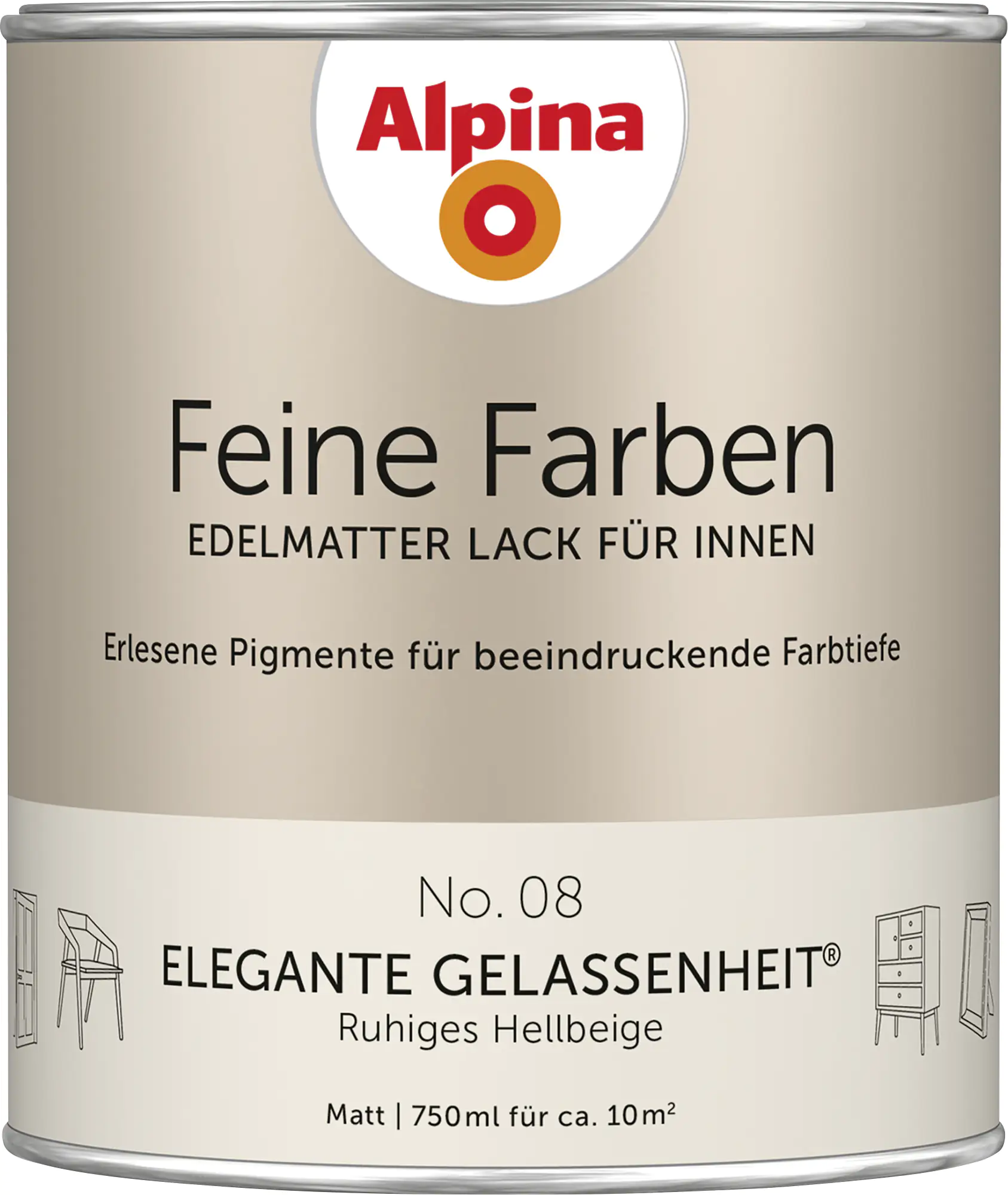 Alpina Feine Farben Lack No. 08 Elegante Gelassenheit  hellbeige edelmatt 750 ml Alpina Feine Farben Lack No. 08 Elegante Gelassenheit  hellbeige edelmatt 750 ml
