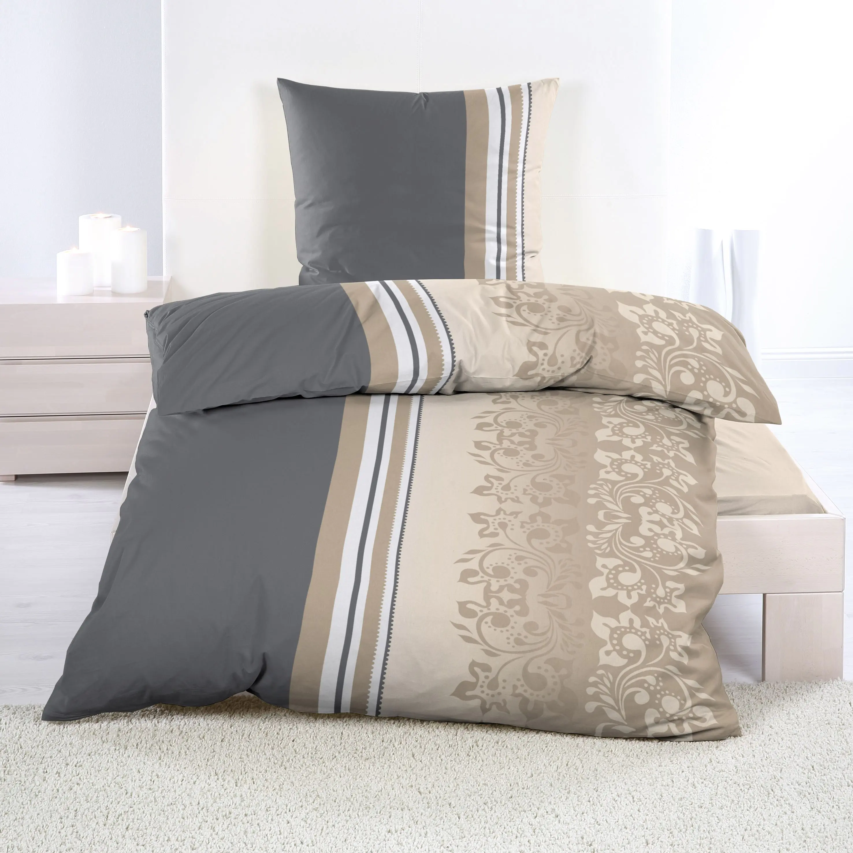 Casa Colori Biber-Bettwäsche mit Ranken