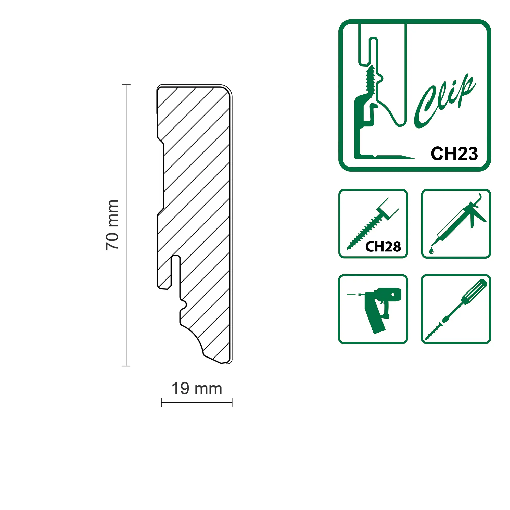 Neuhofer Fußleiste 240 cm x 70 x 19 mm Eiche Burnell