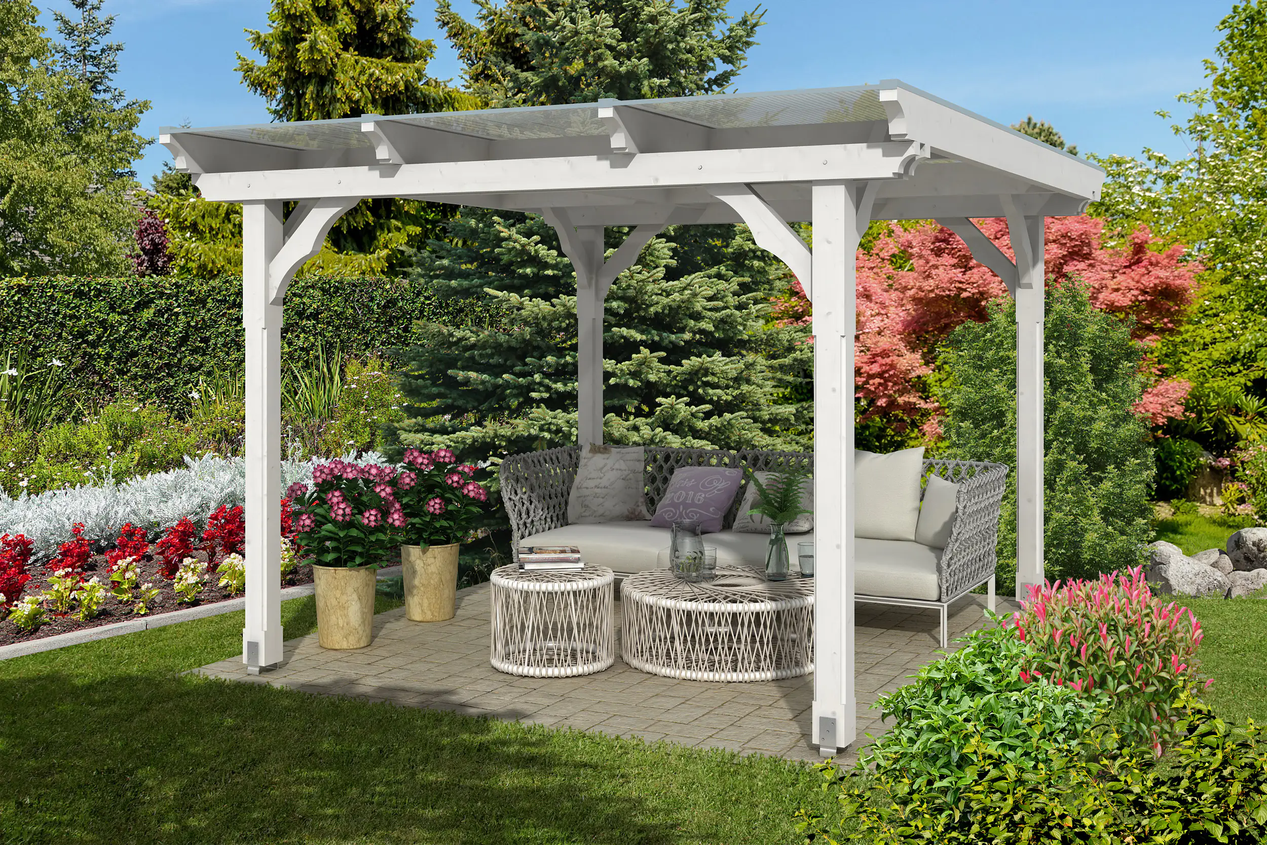 SKAN HOLZ Pavillon Marseille 327 x 350 cm, weiss