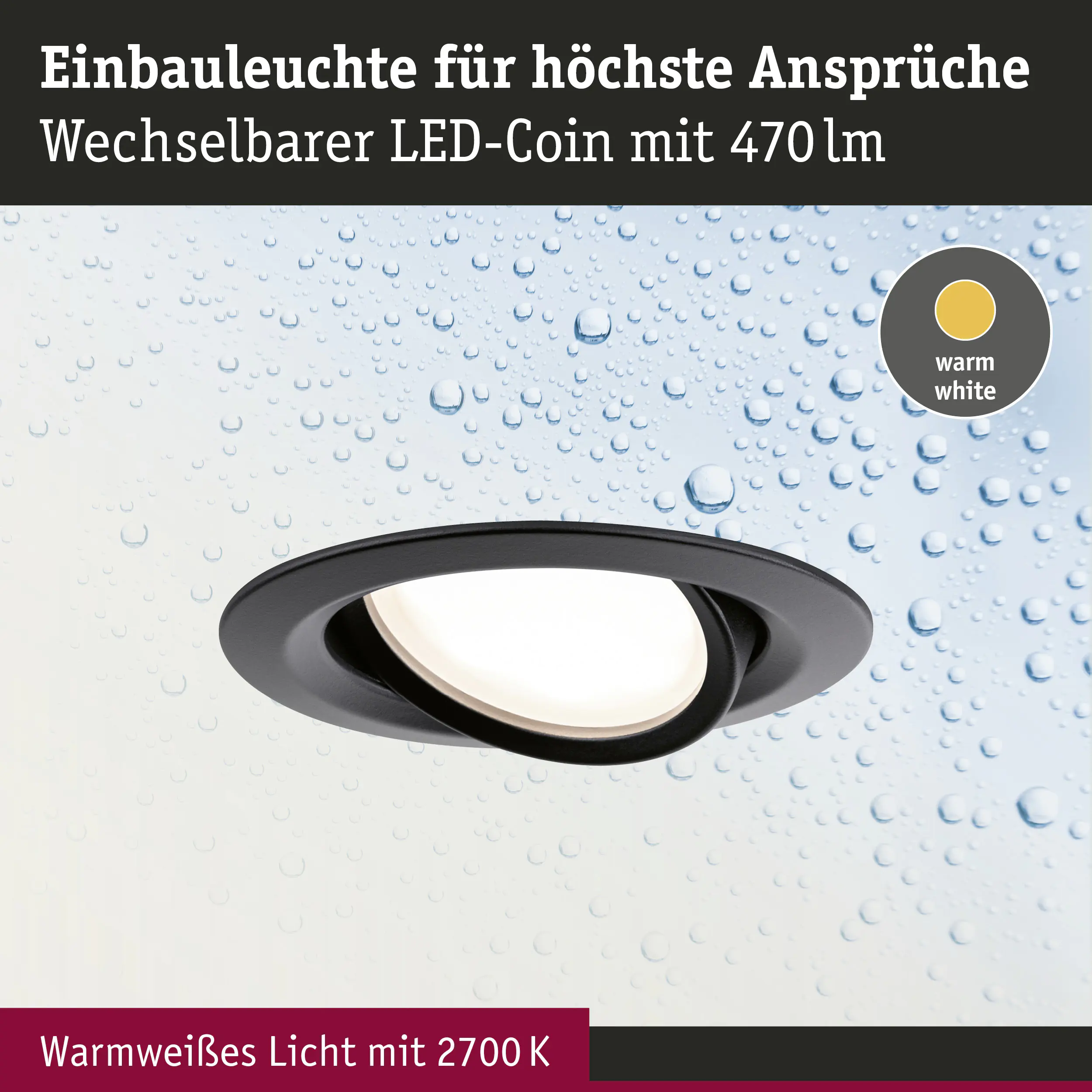 Paulmann LED Einbauleuchte Coin Nova Plus schwarz matt Ø 9,3 cm schwenkbar warmweiß Paulmann LED Einbauleuchte Coin Nova Plus schwarz matt Ø 9,3 cm schwenkbar warmweiß