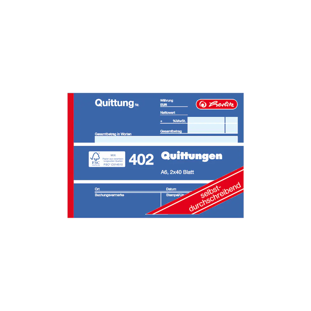 herlitz Quittungsblock A6 402 2 x 40 Bl. selbstdurchschreibend 