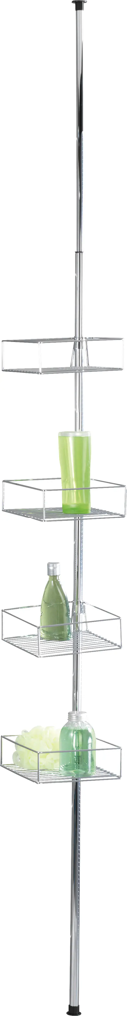 Wenko Teleskop-Regal Domaso Metall, Edelstahl, silber glänzend, 4 Ablagen