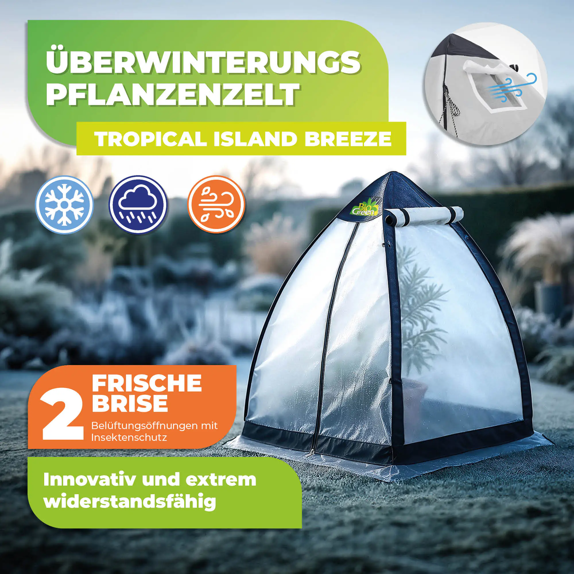 Biogreen Überwinterungszelt "Tropical Island Breeze L" für Pflanzen H 200 x Ø 240 cm