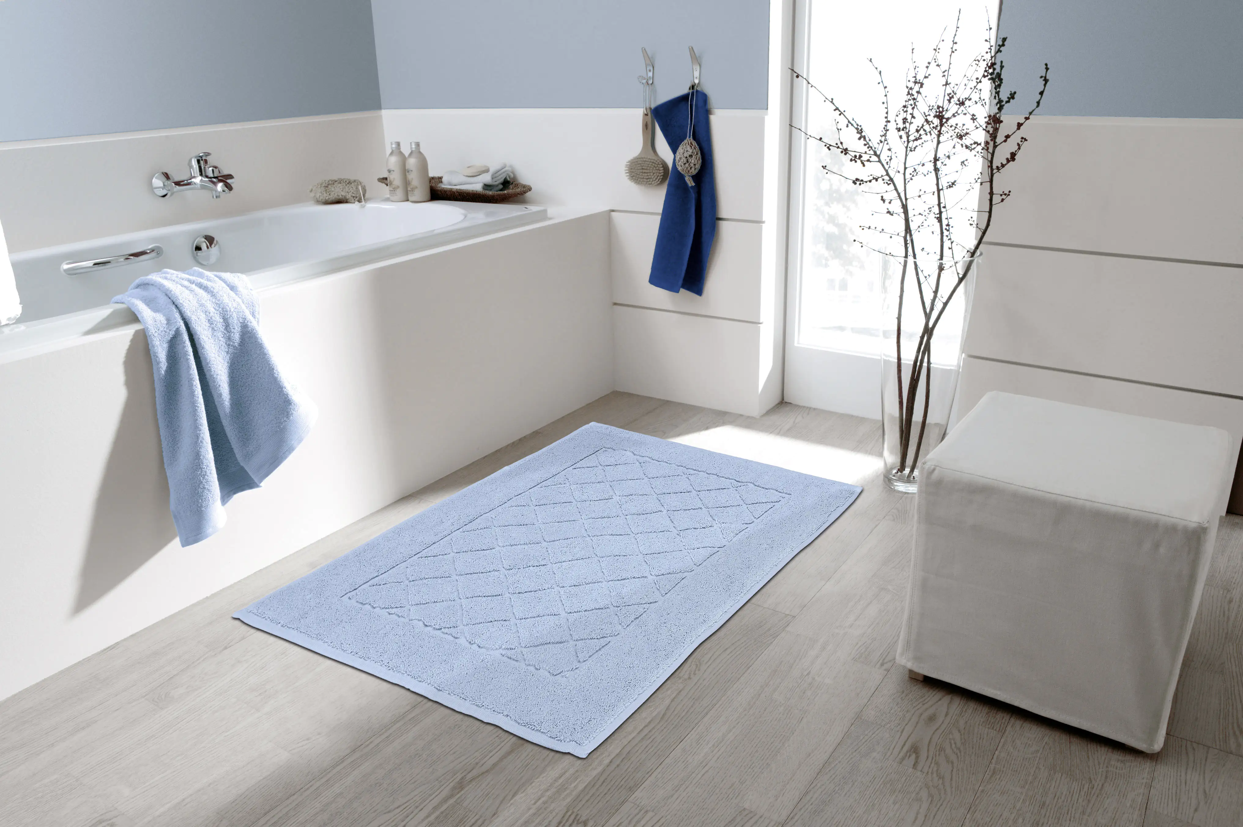 Kleine Wolke Frottiervorleger Bridge azur, 50x 70 cm