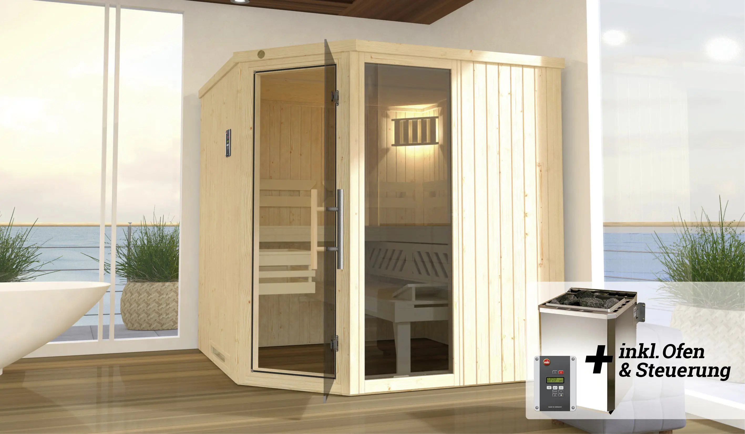 Weka Elementsauna Varberg Gr. 3 Sparset 7,5 kw BioS