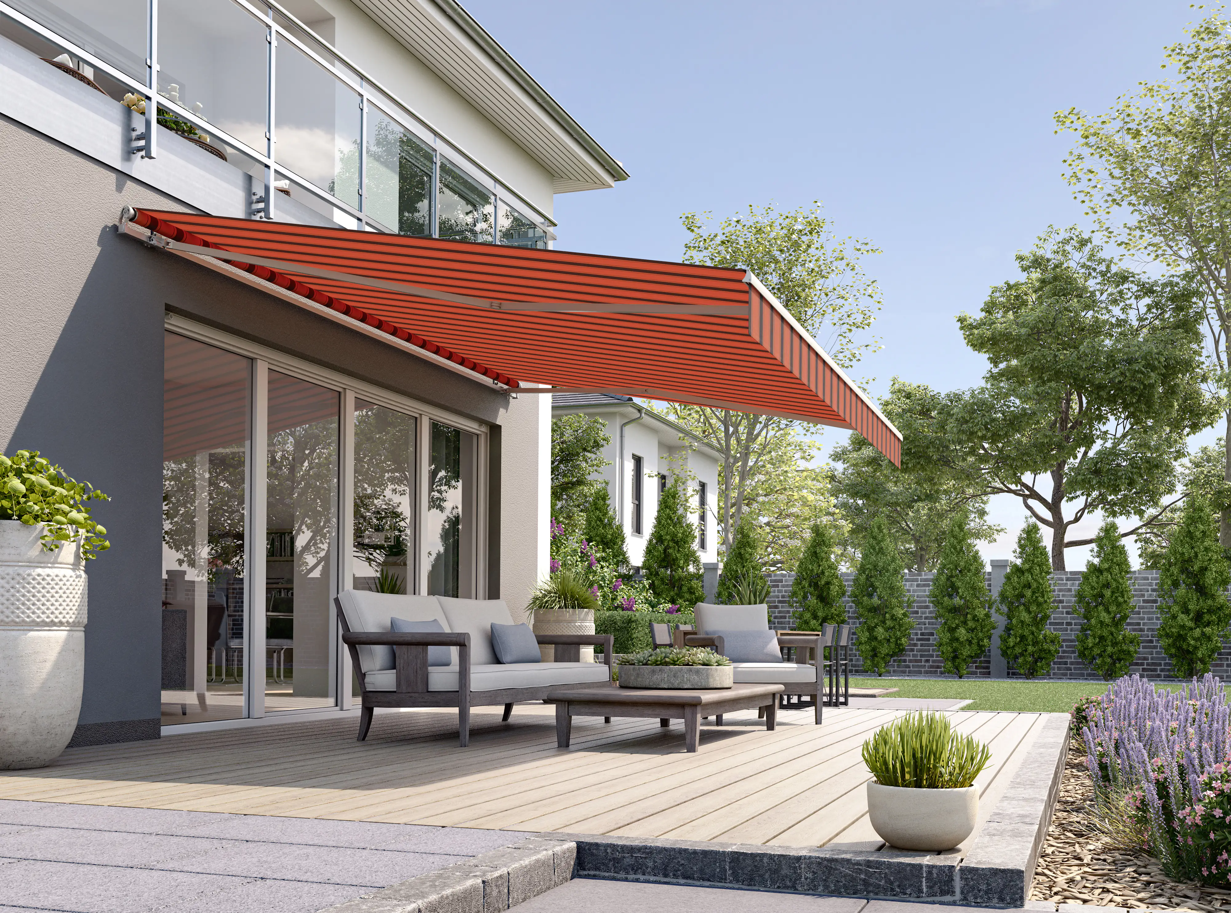 Gelenkarmmarkise Classic orange-braun gestreift inkl. Handkurbel