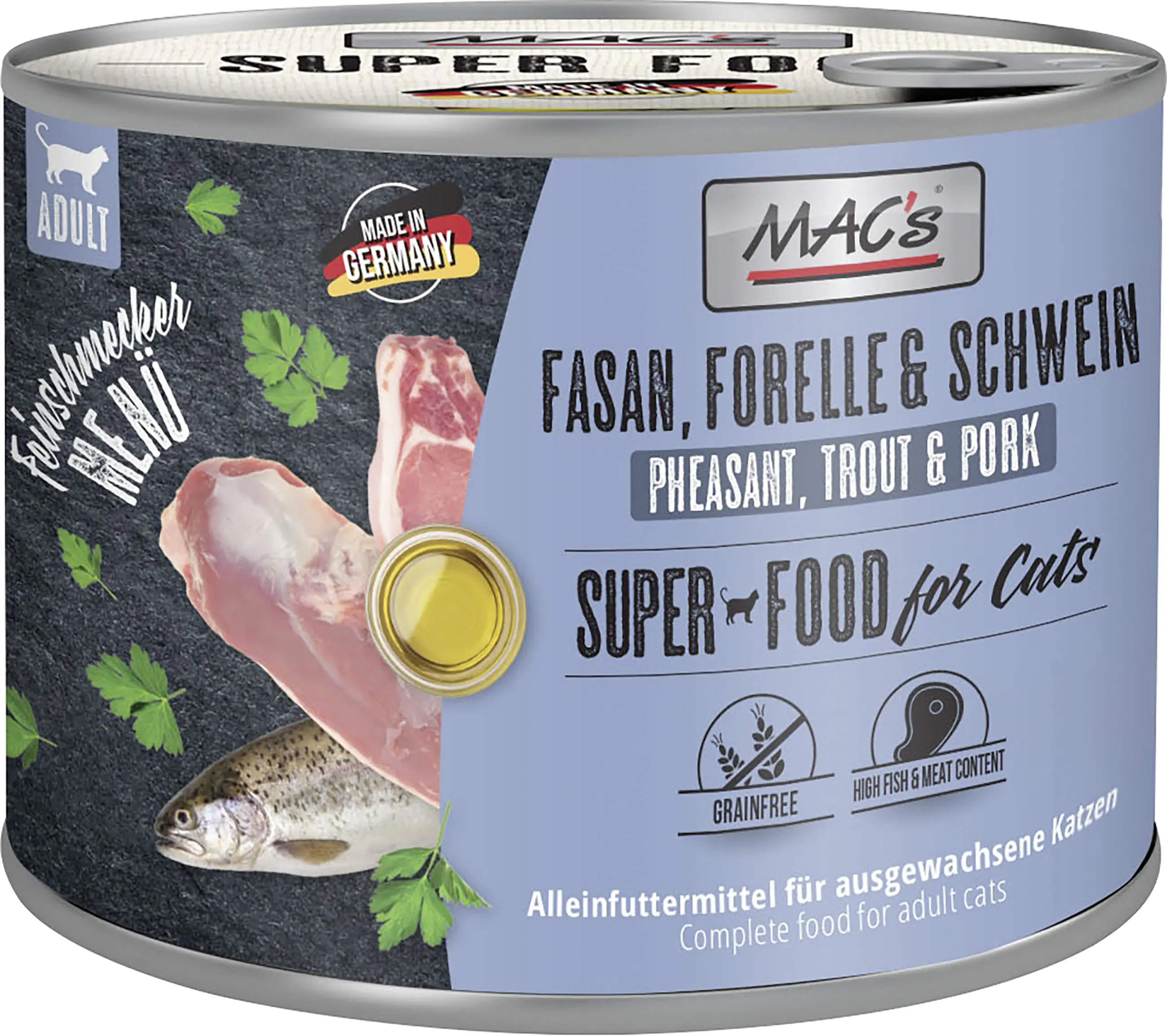Macs Katzennassfutter Adult getreidefrei 200 g Forelle & Schwein