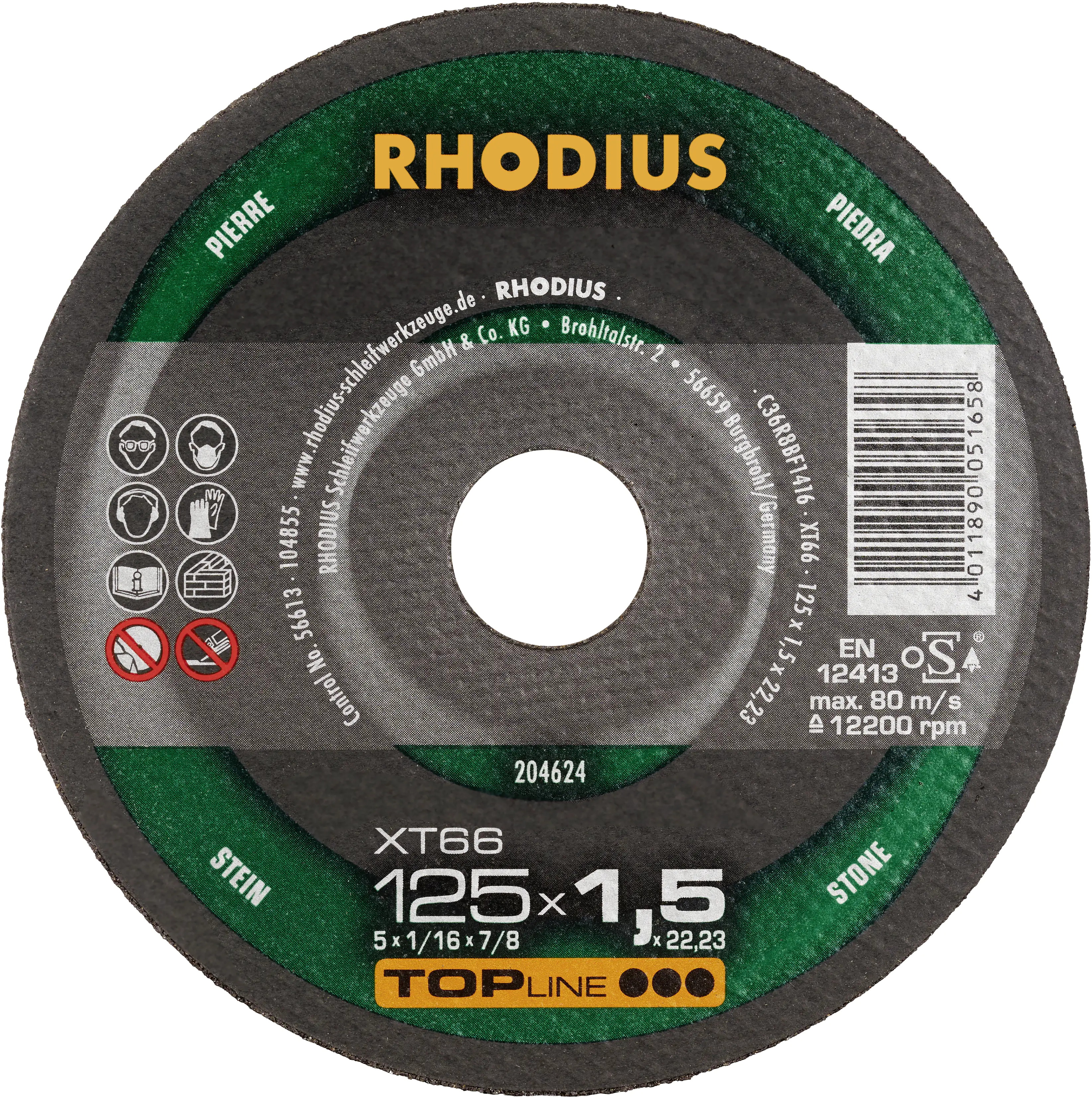Rhodius Trennscheibe extradünn XT66 Ø 125 mm Bohrung 22,23 mm