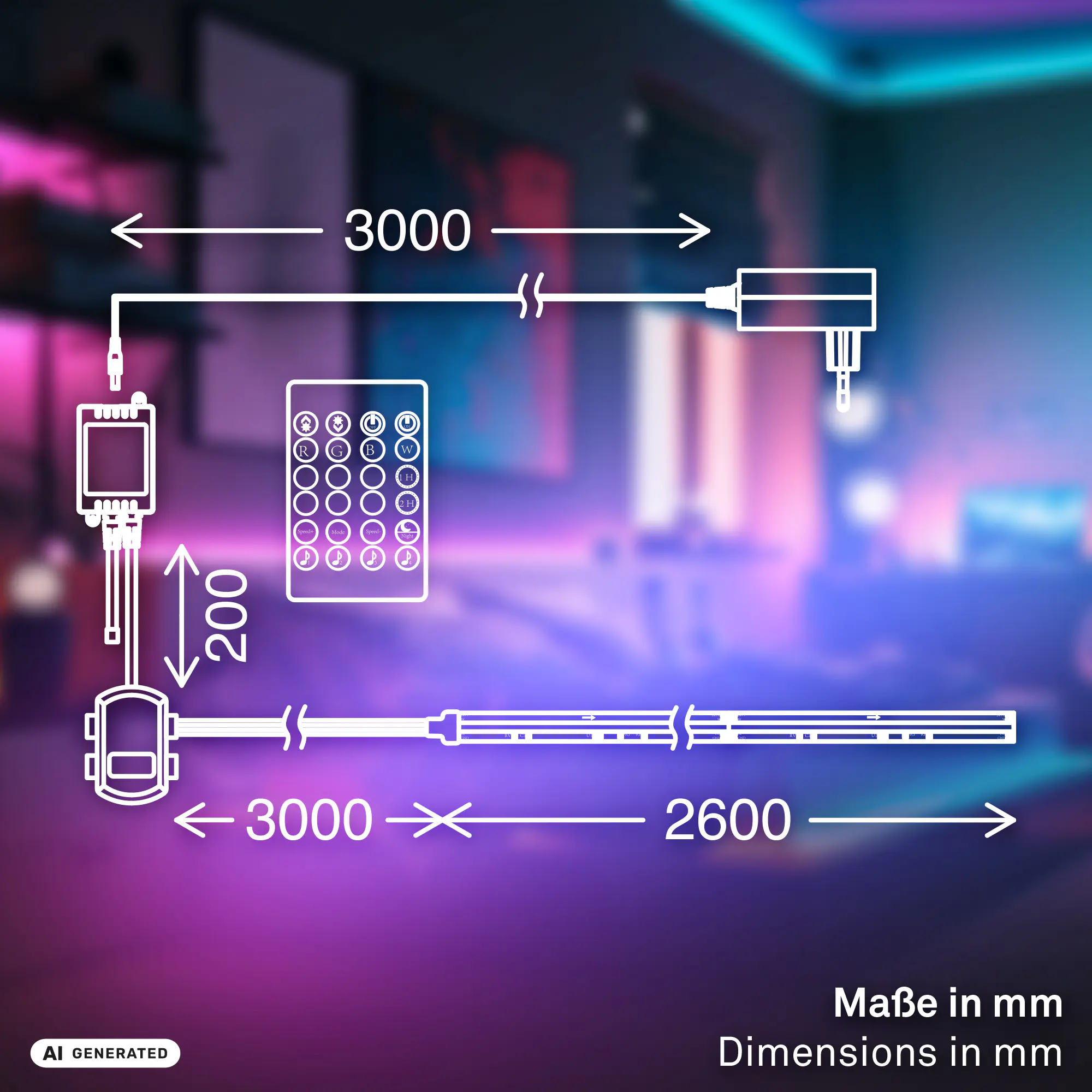 Briloner LED-Streifen Pimp your Panel Starterset COB RGBICW 2,6 m 15,6 W warmweiß RGB
