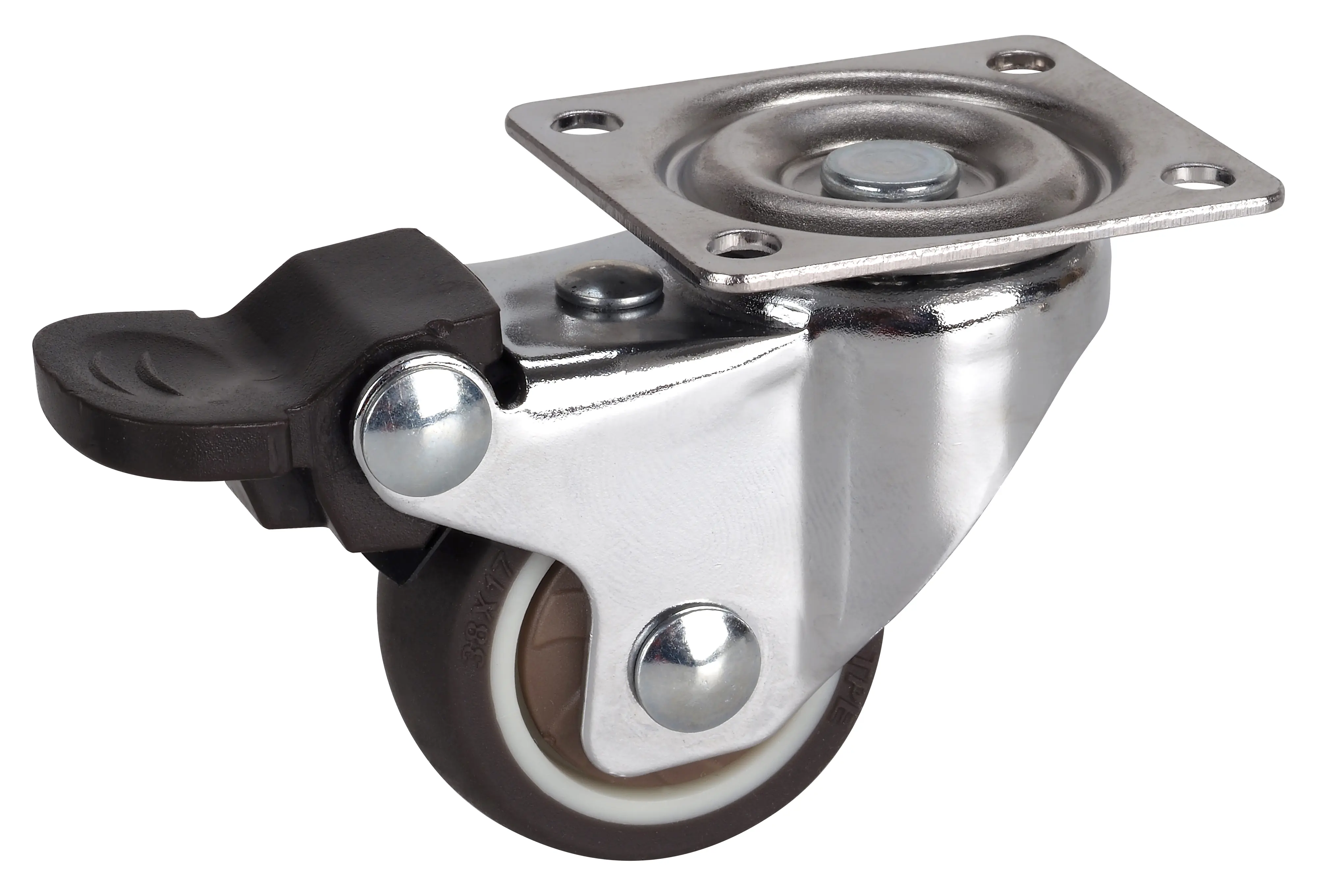 Möbel-Lenkrolle mit Radfeststeller 38 x 17 mm Tragkr. 30 kg