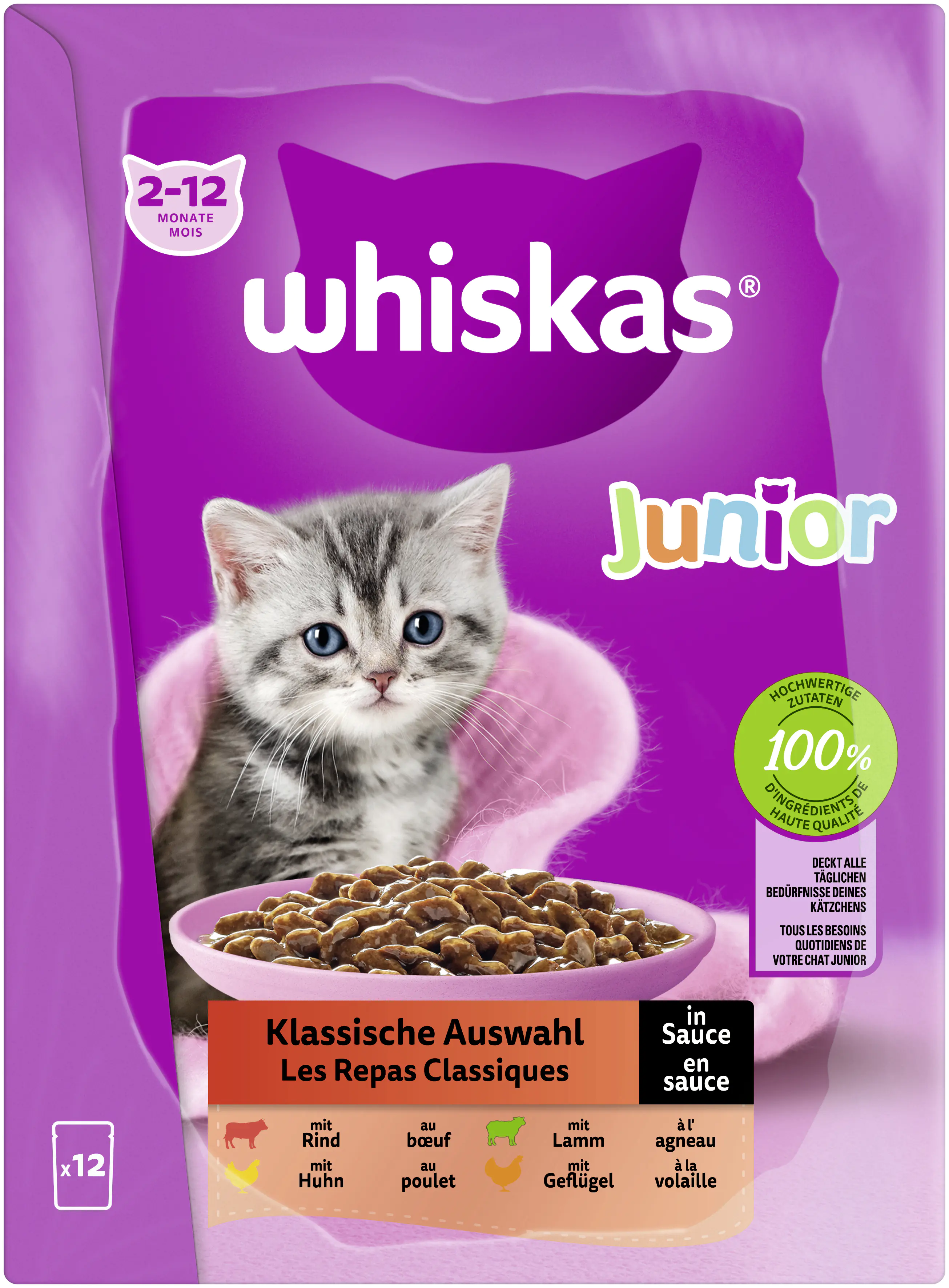 Whiskas Mulitpack Junior klassische Auswahl in Sauce Katzenfutter 12 x 85 g Whiskas Mulitpack Junior klassische Auswahl in Sauce Katzenfutter 12 x 85 g