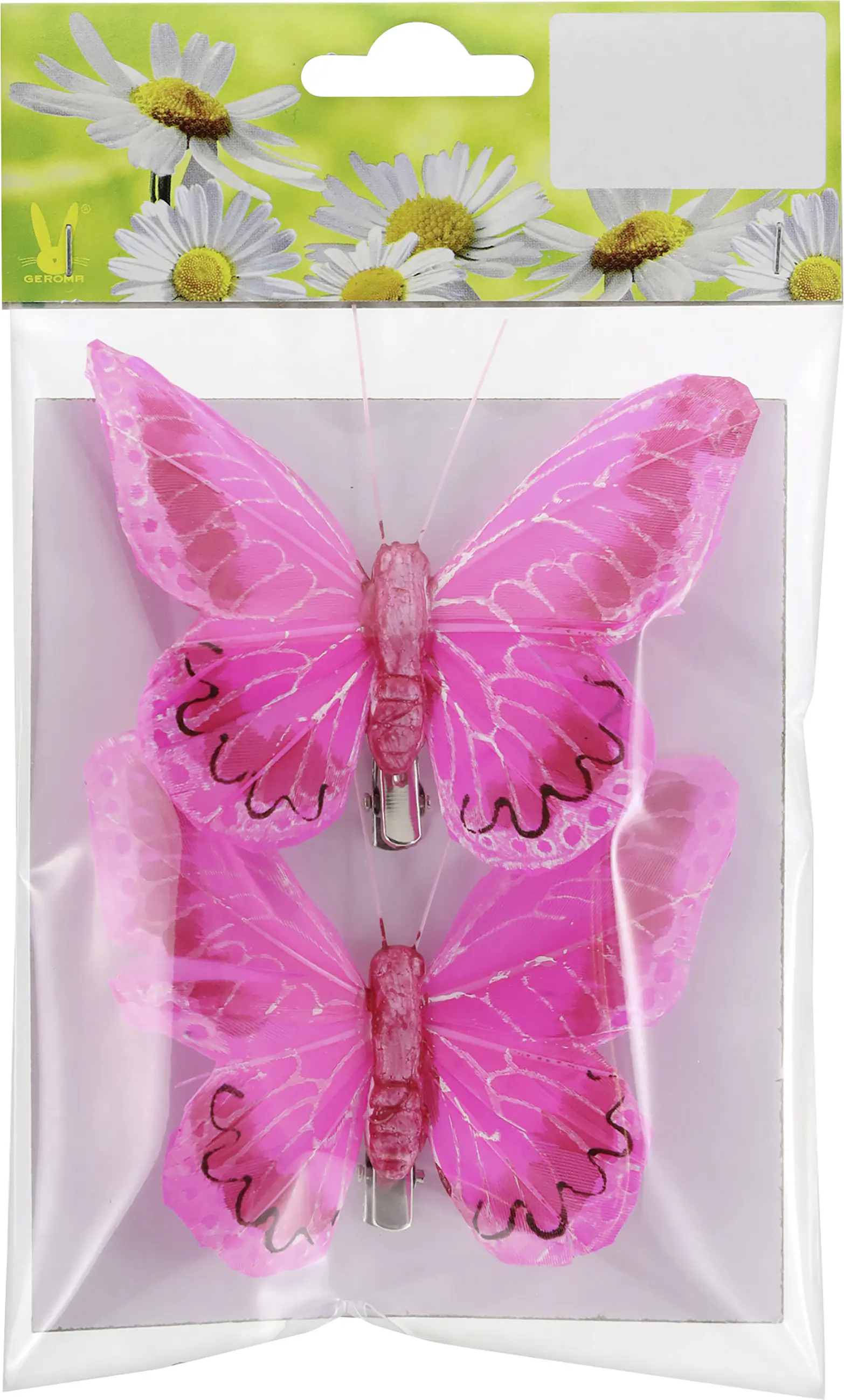 Schmetterling mit Klammern 9 x 7 cm 2 Stück pink