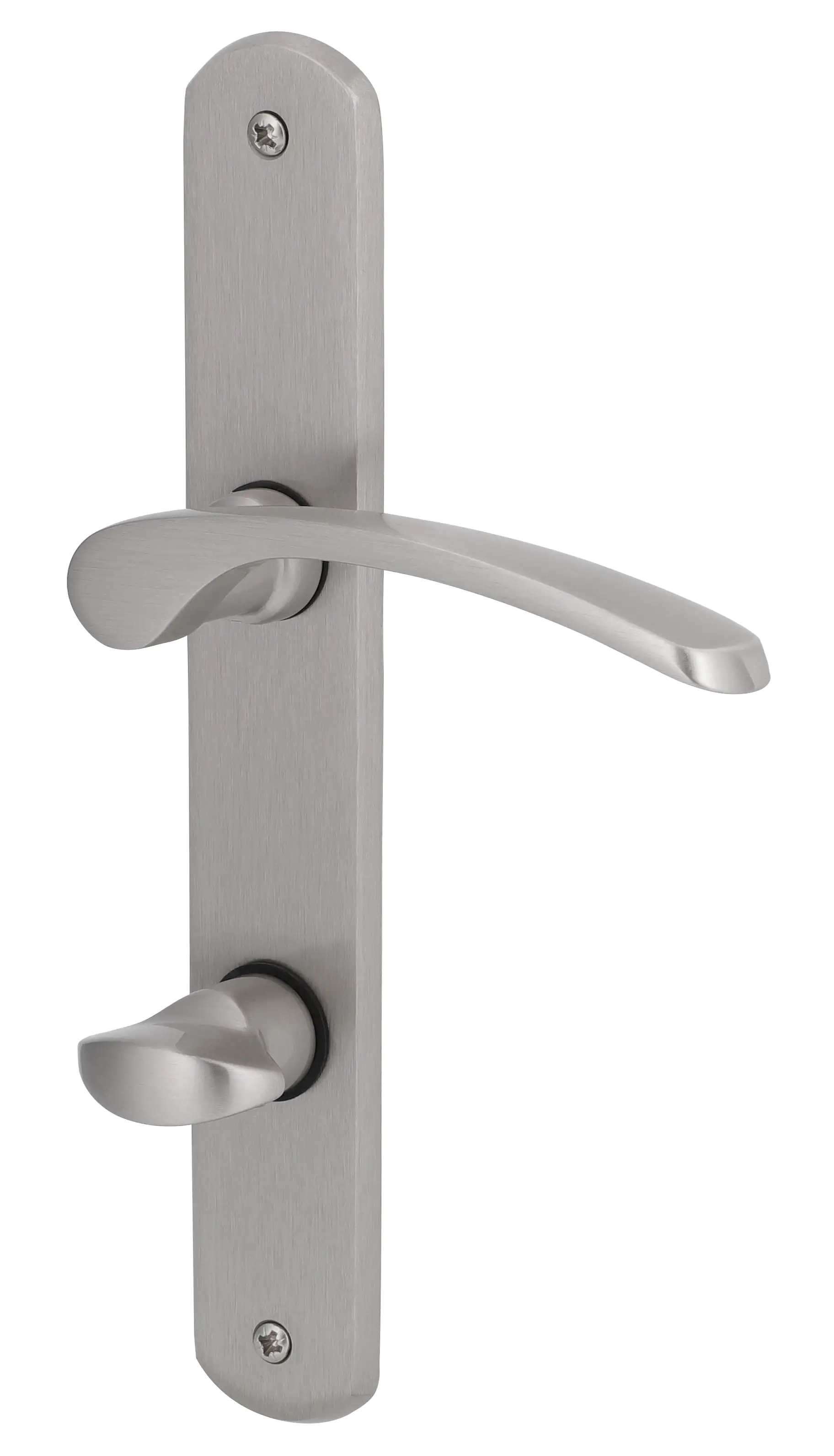 Alpertec WC-Langschildgarnitur Amos Messing silber abgerundet