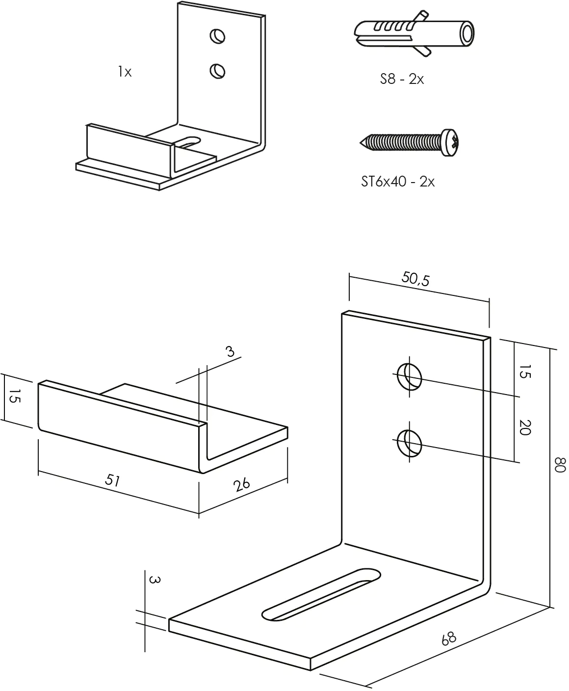 Führungsschiene Schiebetürsystem, schwarz