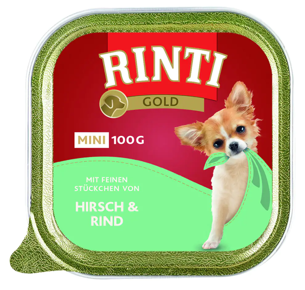 Rinti Gold mini Hundenassfutter Adult 100 g Hirsch & Rind