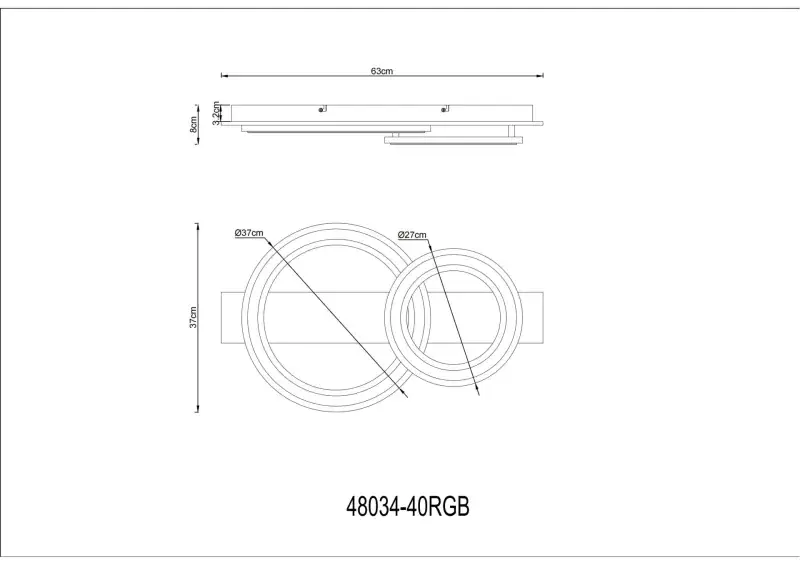 Globo Deckenleuchte Jayden 73 x 37 cm L x B schwarz CCT