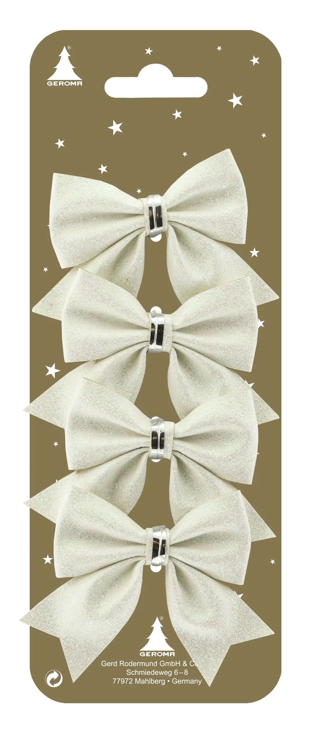 Schleifen weiß 7 x 4,5 cm, 4 Stück