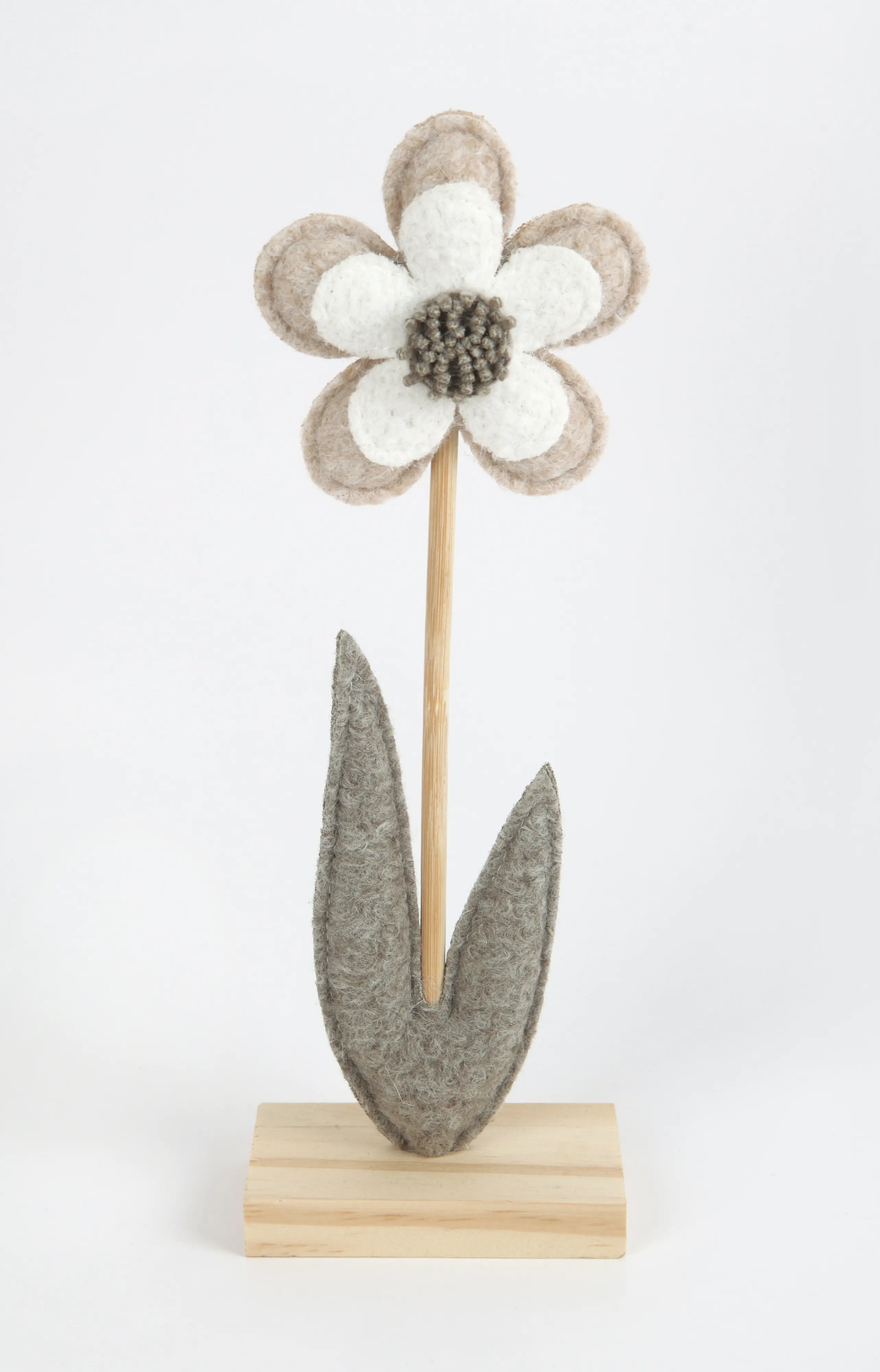 TrendLine Aufsteller Holz Blume 25 x 5 x 9 cm grau-weiß