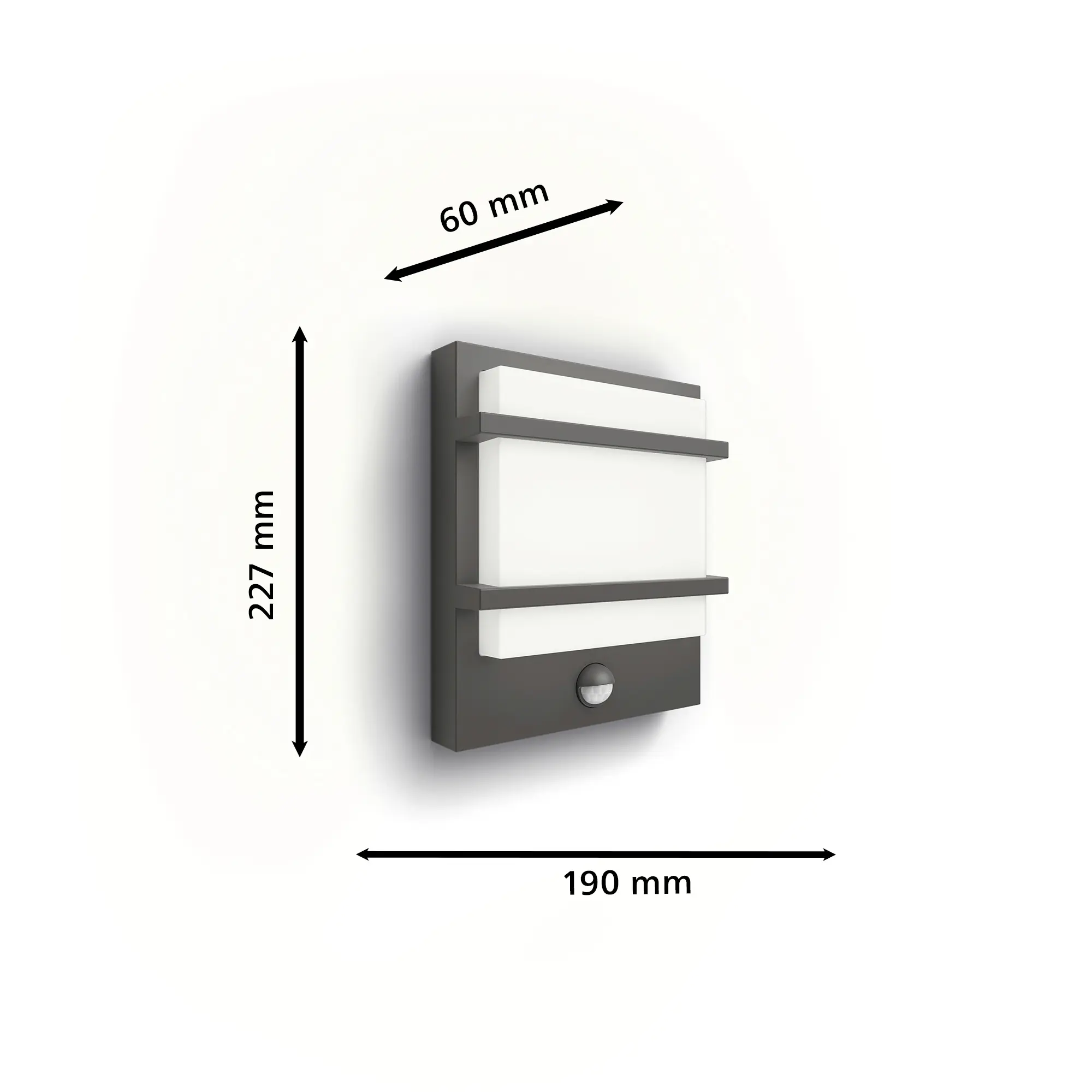 Philips LED Außenwandleuchte Petronia anthrazit mit Bewegungssensor warmweiß
