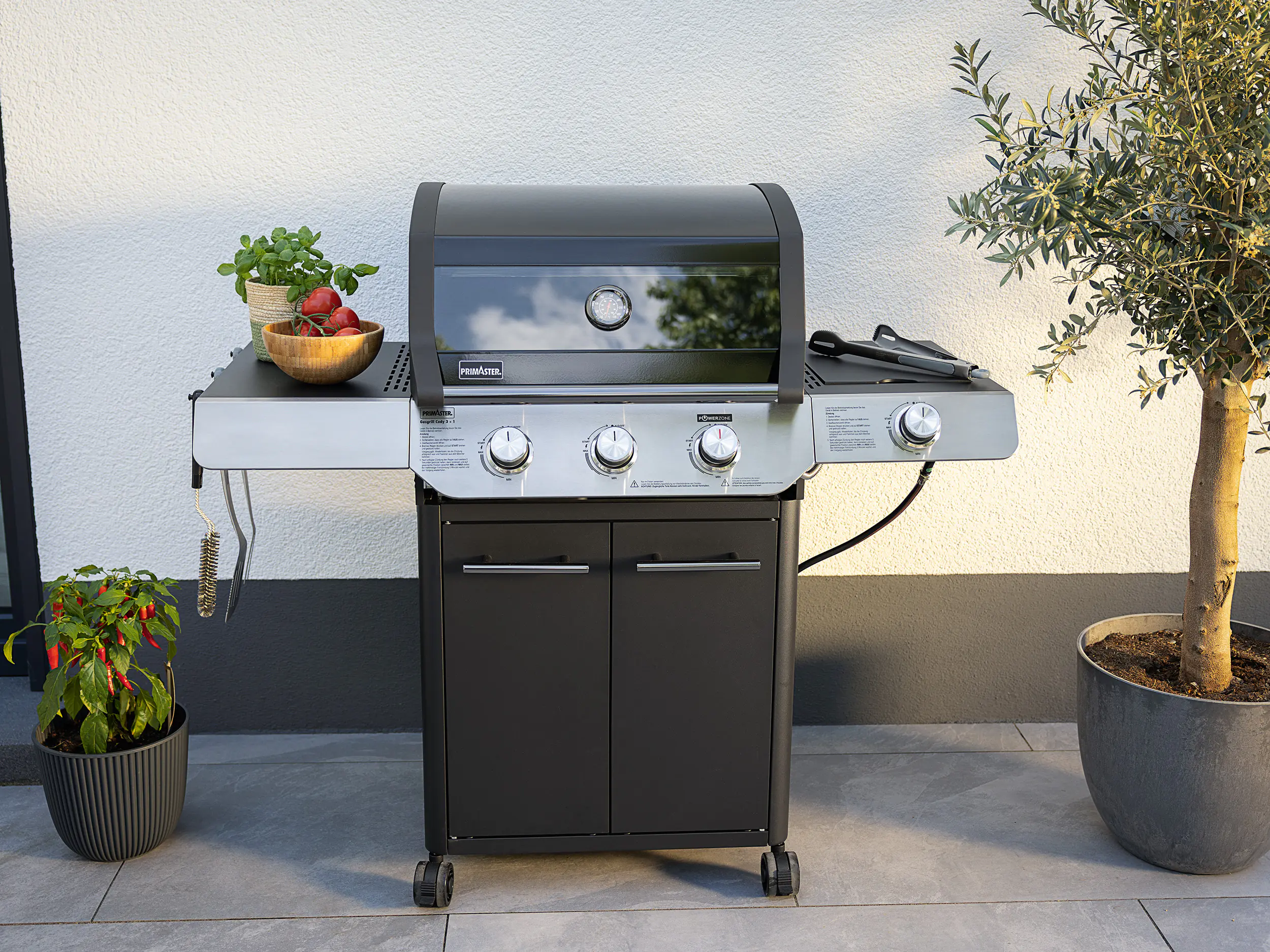 Primaster Gasgrill Cody Powerzone & Seitenbrenner Grillfläche: 63,5 x 48 cm 