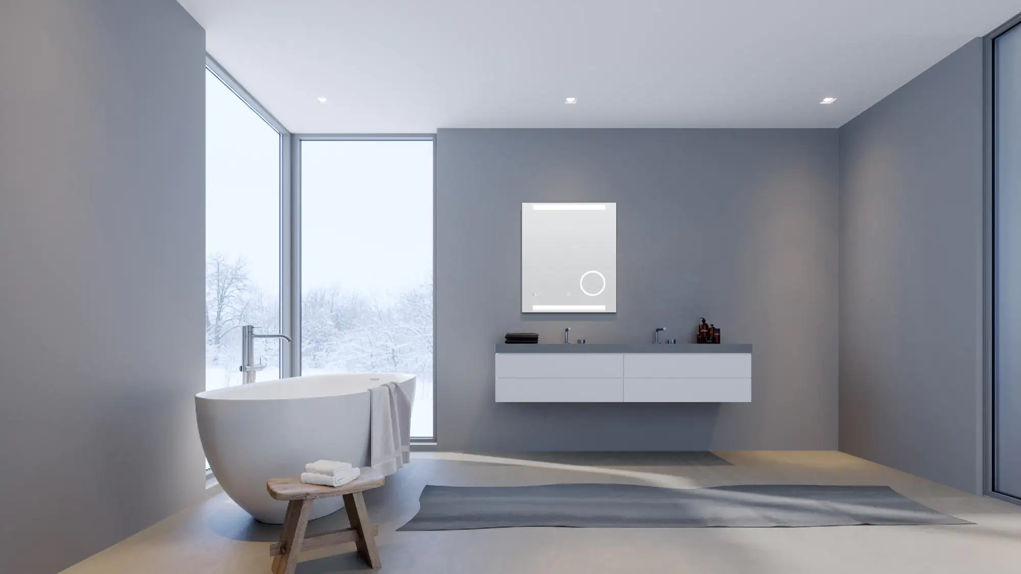 DSK LED Lichtspiegel Silver Rey 60x70 cm