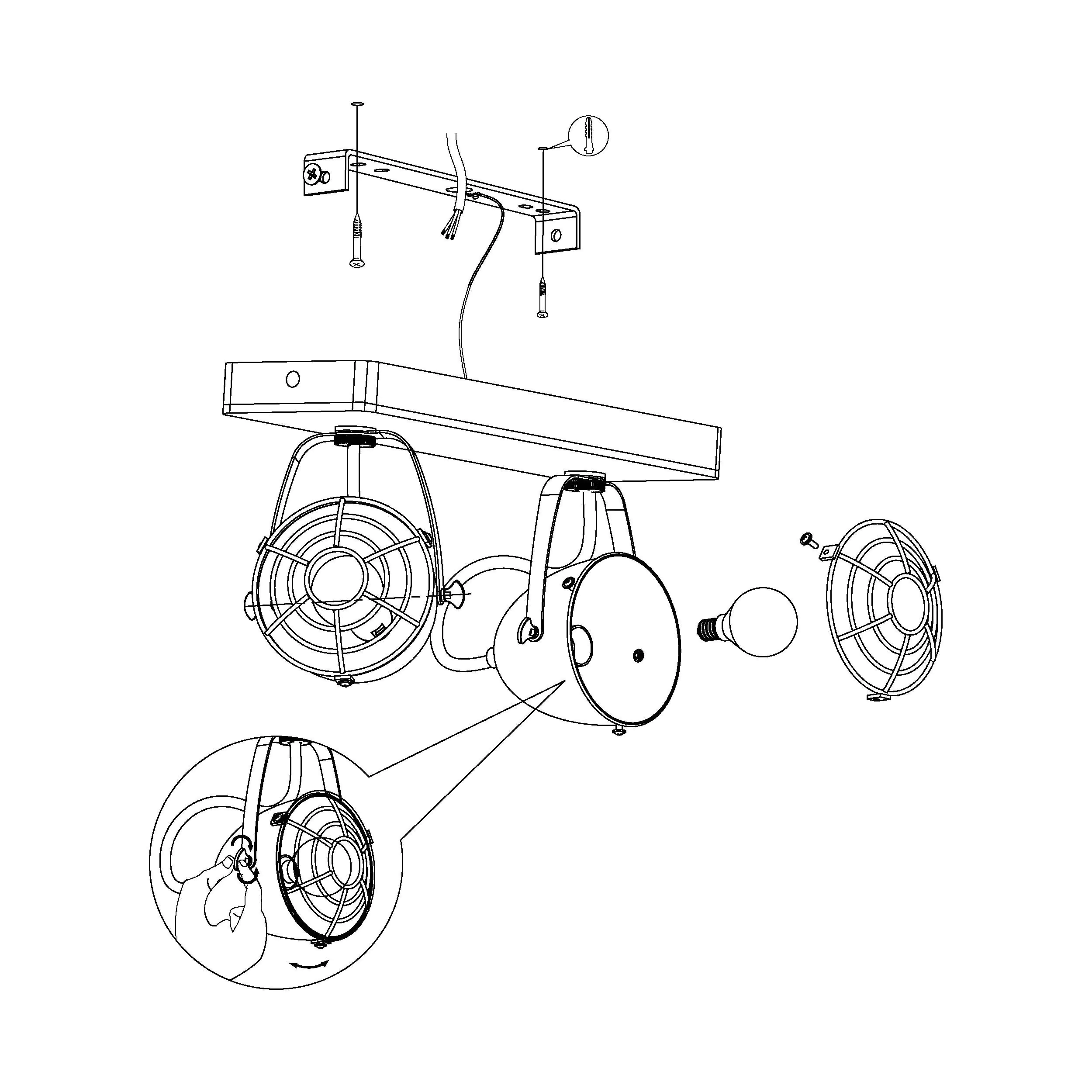 Eglo 2er Spot Gatebeck schwarz-natur 36 x 11 cm E14