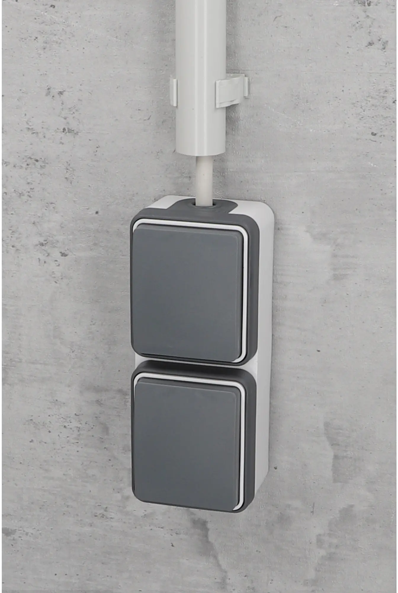 Unitec Kombi A/W Steckdose Feuchtraum Mini, dunkelgrau, Aufputz, senkrecht