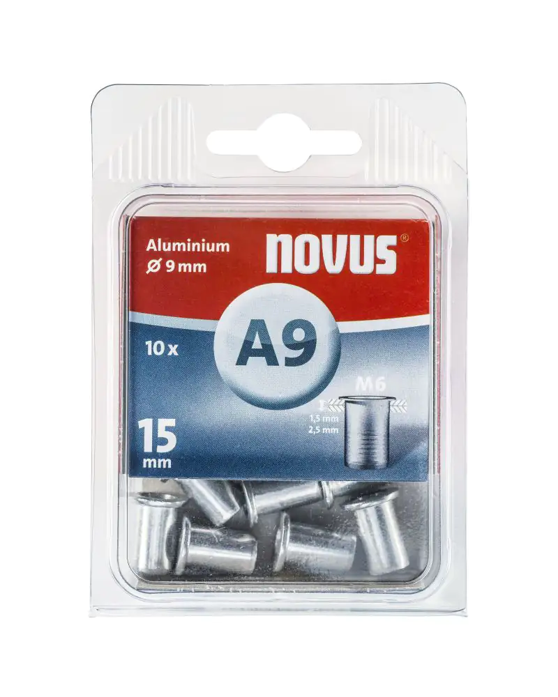 Novus Nietmutter Typ A9/15 Ø 9 mm Aluminium 10 Stück