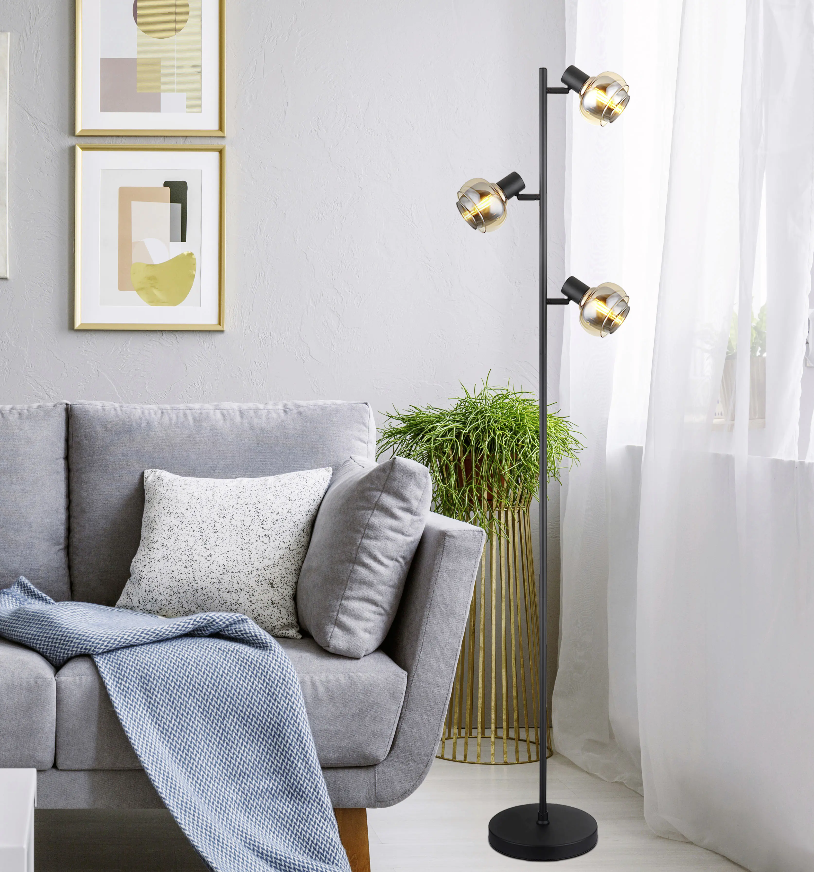 Globo Stehleuchte Tokki schwarz matt 25 x 25 x 154 cm E14