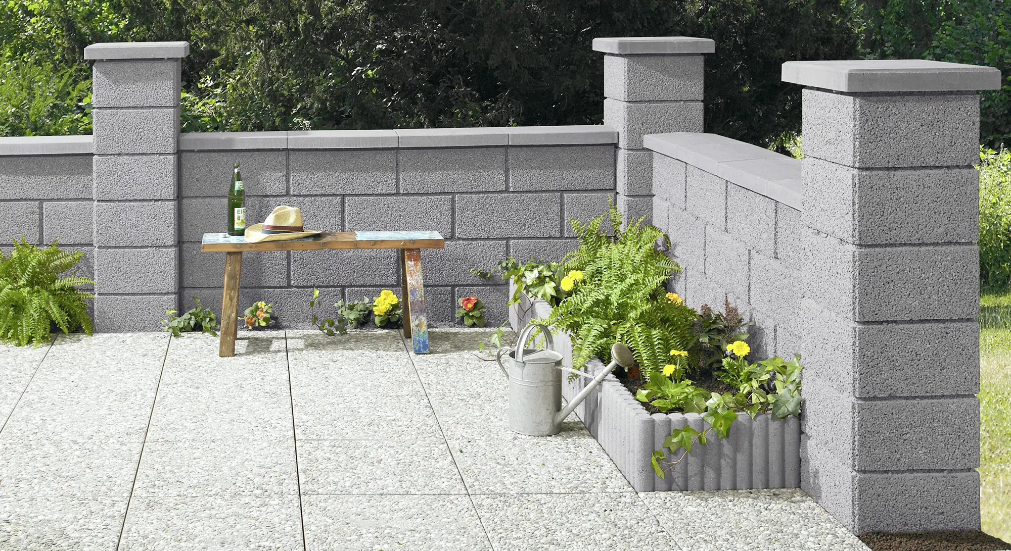 Kann Mauerstein Garten 25 x 25 x 20 cm grau Kann Mauerstein Garten 25 x 25 x 20 cm grau