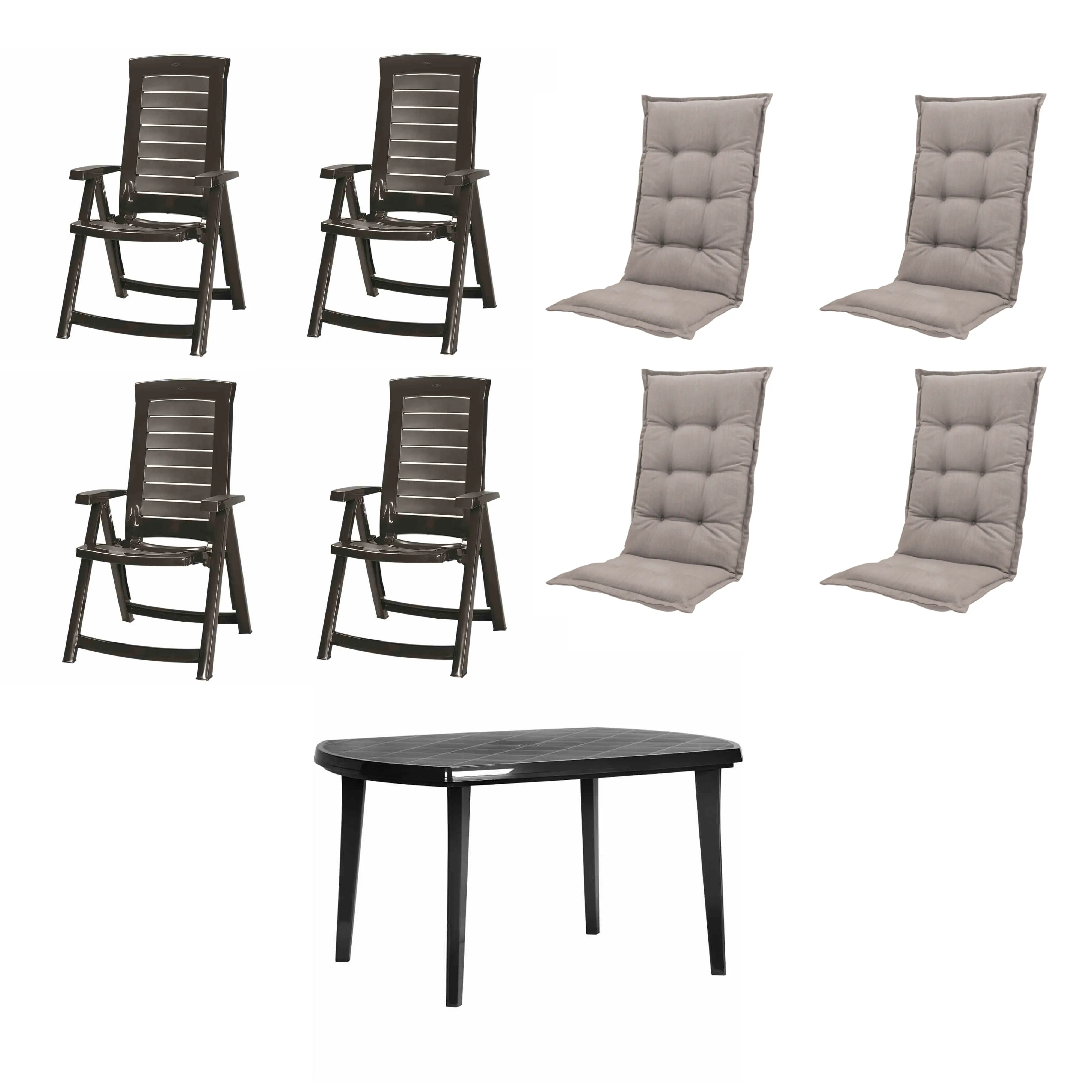 Jardin Garten-Essgruppe Aruba + Elise 4 Personen Kunststoff graphit/taupe